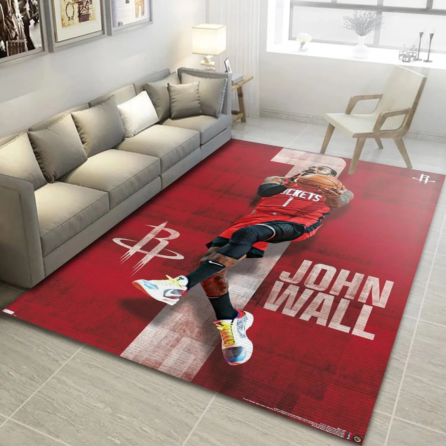 John Wall Houston Rockets NBA Reangle Area Rug, Living Room Rug US Decor Indoor Outdoor Rugs 972GE-6656