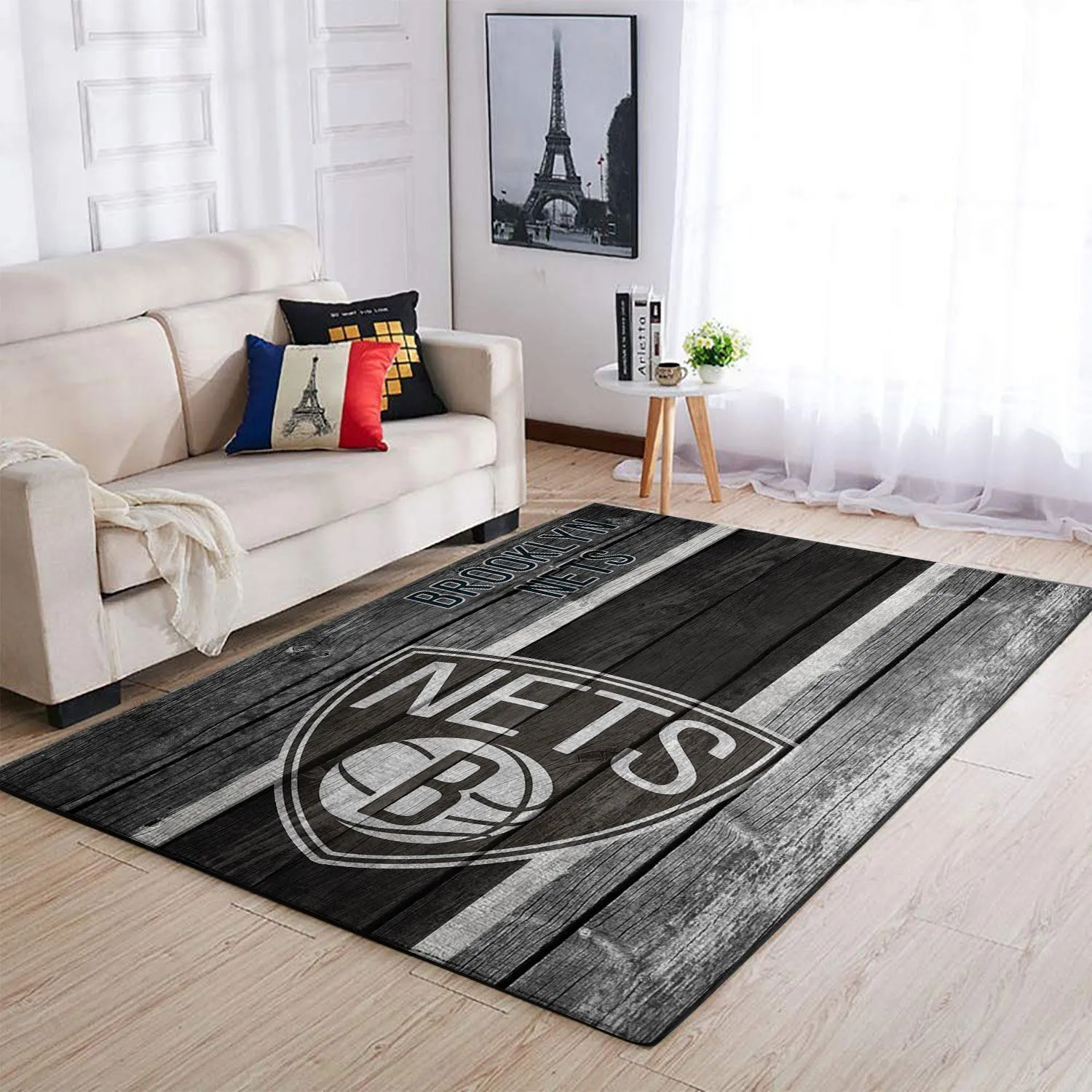Brooklyn Nets NBA Team Logo Wooden Style Nice Gift Home Decor Rectangle Area Rug Indoor Outdoor Rugs 630KU-4643