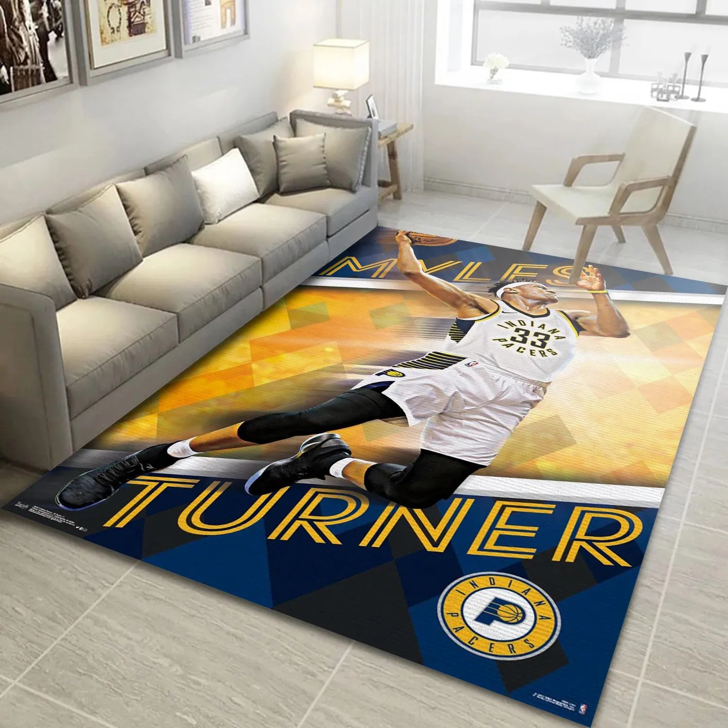Myles Turner Indiana Pacers NBA Team Logos Area Rug, Living Room Rug Home Decor Indoor Outdoor Rugs 380KC-3840