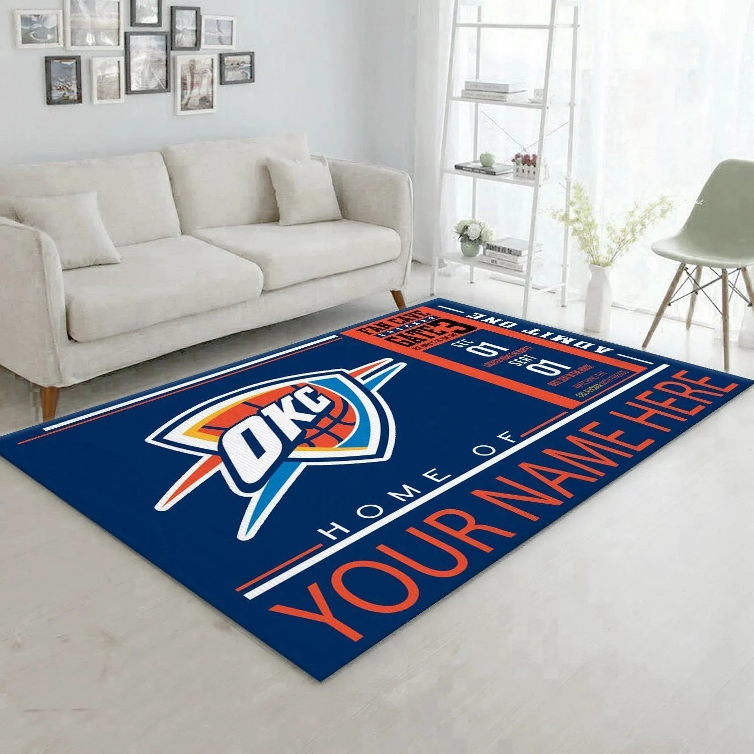 Customizable Oklahoma City Thunder Wincraft Personalized NBA Rug Living Room Rug Christmas Gift US Decor Indoor Outdoor Rugs 584BL-6537