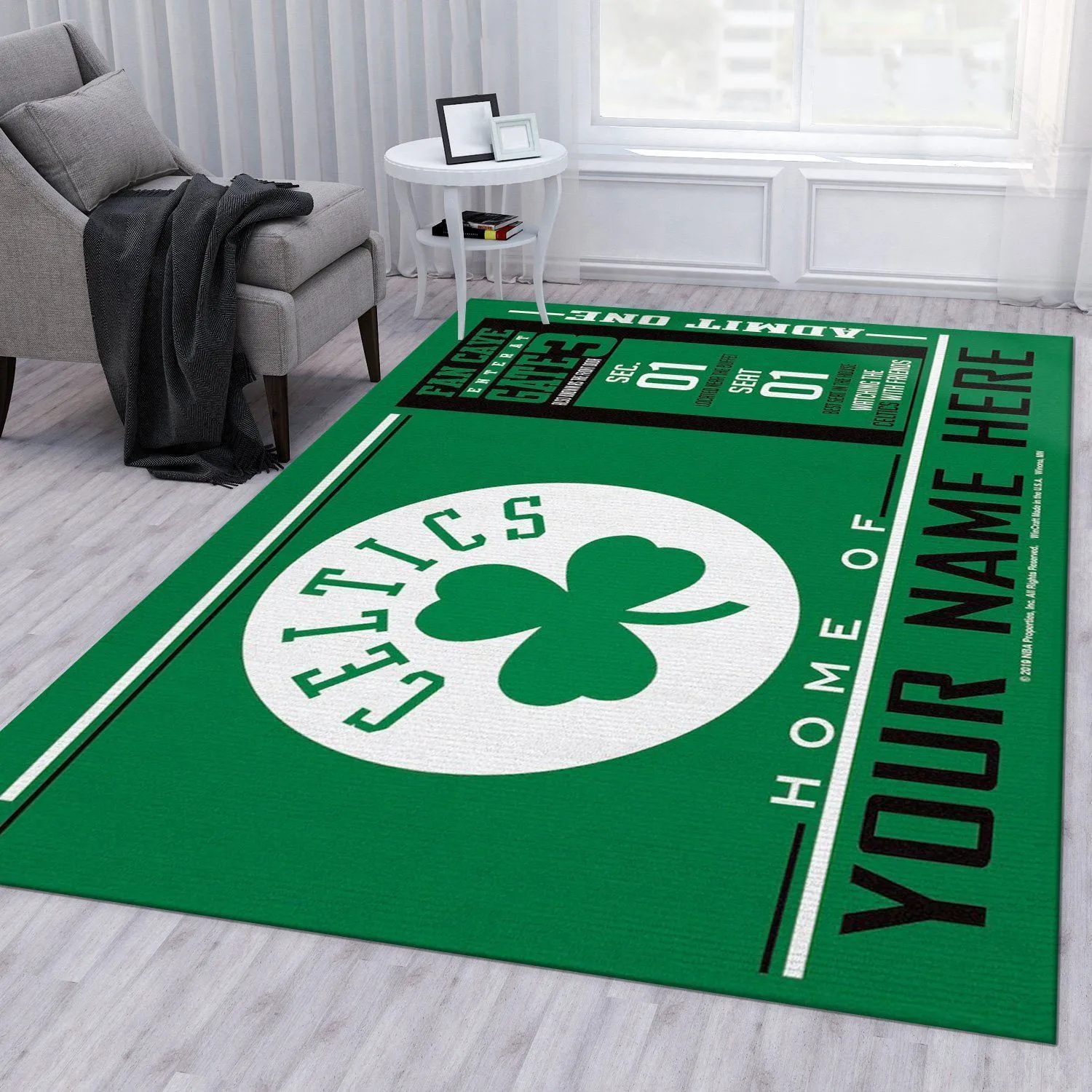Customizable Boston Celtics Wincraft Personalized NBA Area Rug Living Room Rug US Gift Decor Indoor Outdoor Rugs 863PA-2675