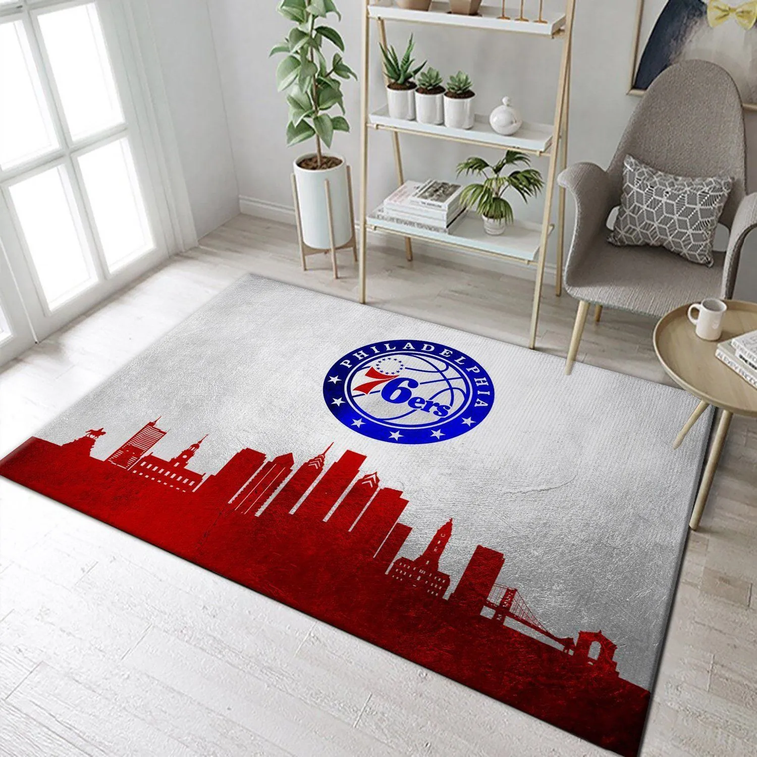 Philadelphia 76ers Skyline NBA Team Area Rug, Kitchen Rug, Family Gift US Decor Indoor Outdoor Rugs 543OY-7628