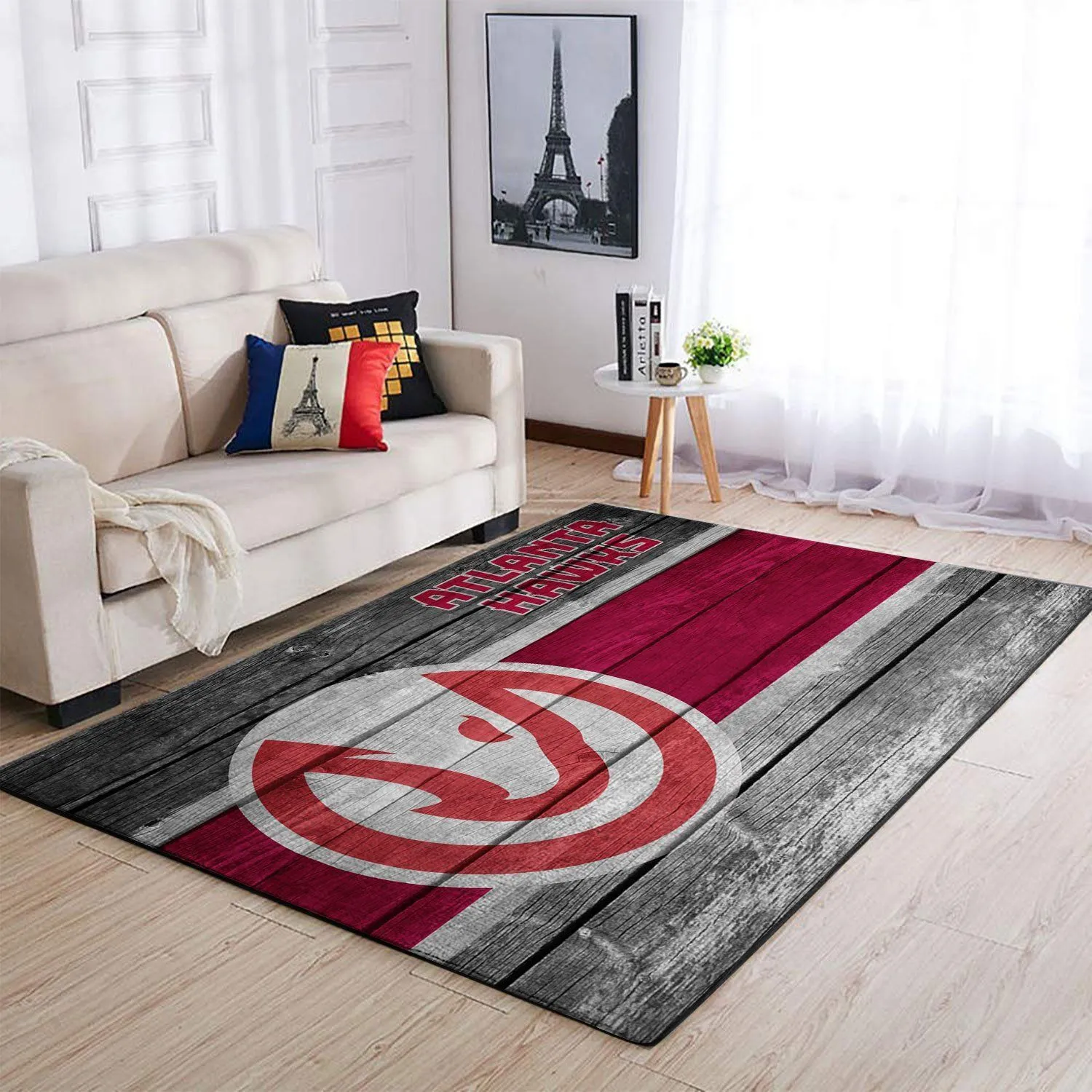 Atlanta Hawks NBA Team Logo Wooden Style Nice Gift Home Decor Rectangle Area Rug Indoor Outdoor Rugs 205XH-2208