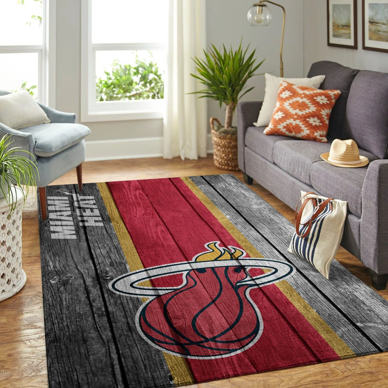 Miami Heat NBA Team Logo Wooden Style Nice Gift Home Decor Rectangle Area Rug Indoor Outdoor Rugs 903OE-8087
