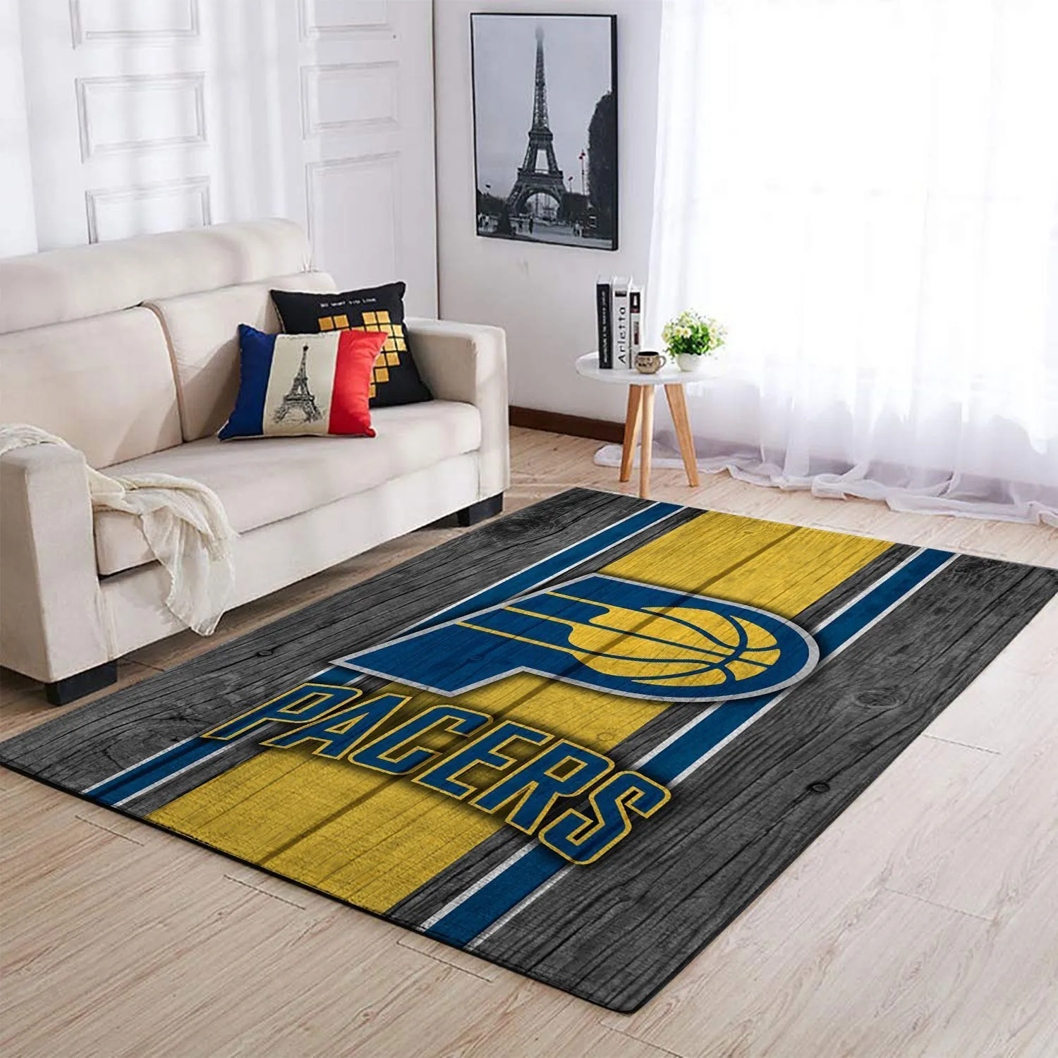 Indiana Pacers NBA Team Logo Wooden Rectangle Rug Decor Area Rugs For Living Room Bedroom Kitchen Rugs Home Carpet Flooring 016533 437ZU-4985