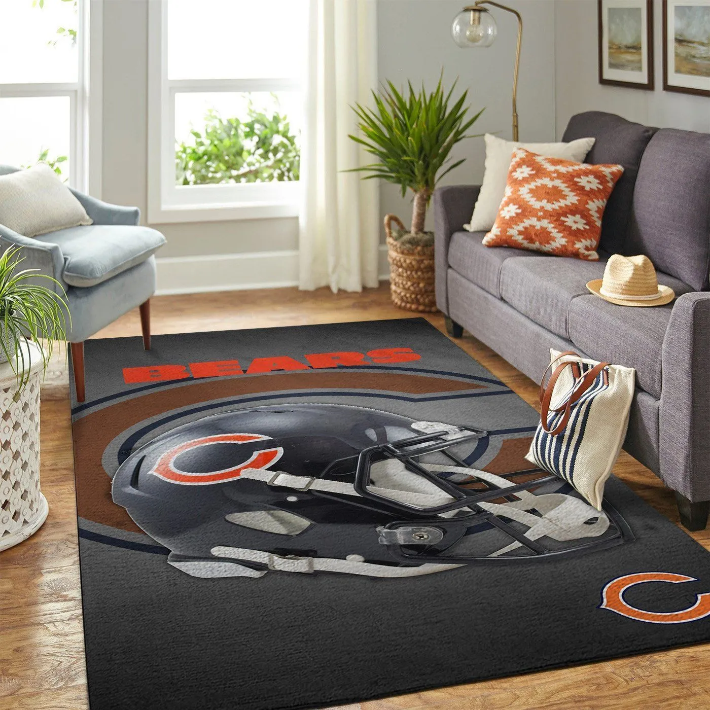 Chicago Bears NFL Team Logo Helmet Nice Gift Home Decor Rectangle Area Rug Indoor Outdoor Rugs 774DF-5648