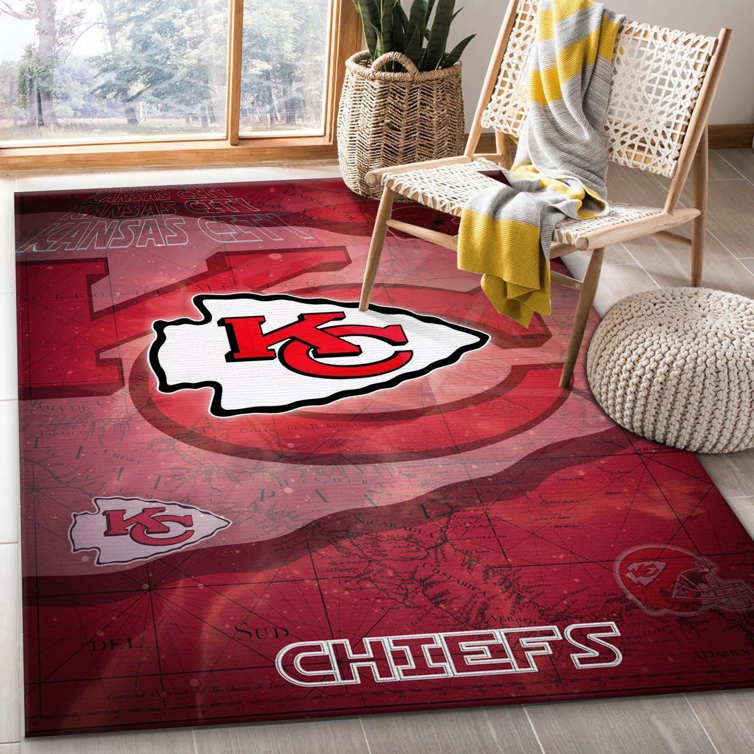 Kansas City Chiefs NFL Logo Area Rug For Gift Living Room Rug Home US Decor Indoor Outdoor Rugs 677AU-7670