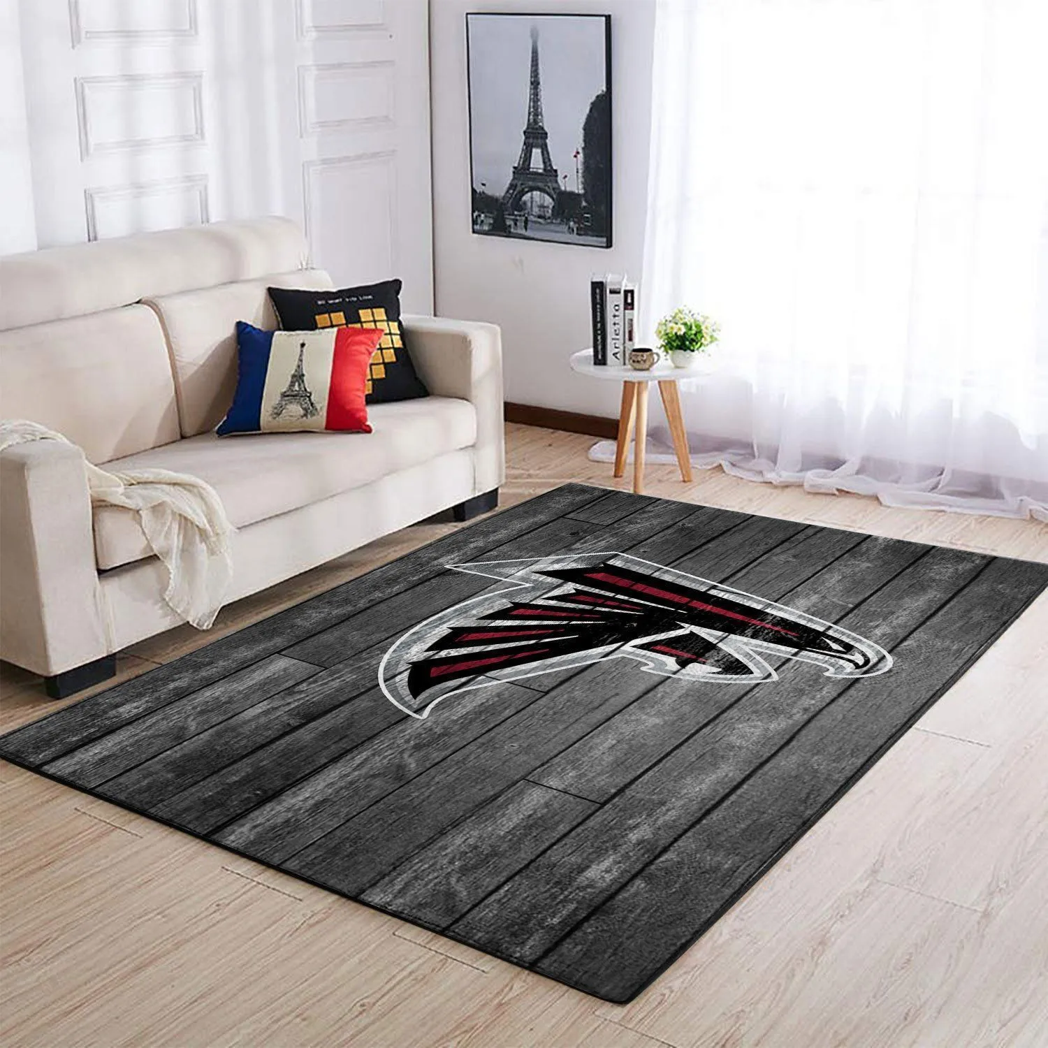 Atlanta Falcons NFL Team Logo Grey Wooden Style Style Nice Gift Home Decor Rectangle Area Rug Indoor Outdoor Rugs 140XW-3347
