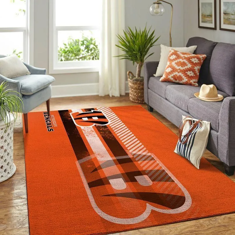 Cincinnati Bengals NFL Team Logo Rug Room Carpet Custom Area Floor Home Decor Indoor Outdoor Rugs 241IW-1017