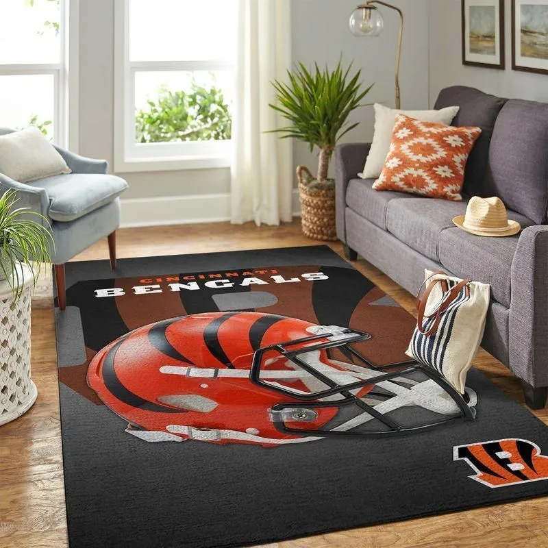 Cincinnati Bengals NFL Team Logo Helmet Rug Room Carpet Custom Area Floor Home Decor Indoor Outdoor Rugs 231SK-1925