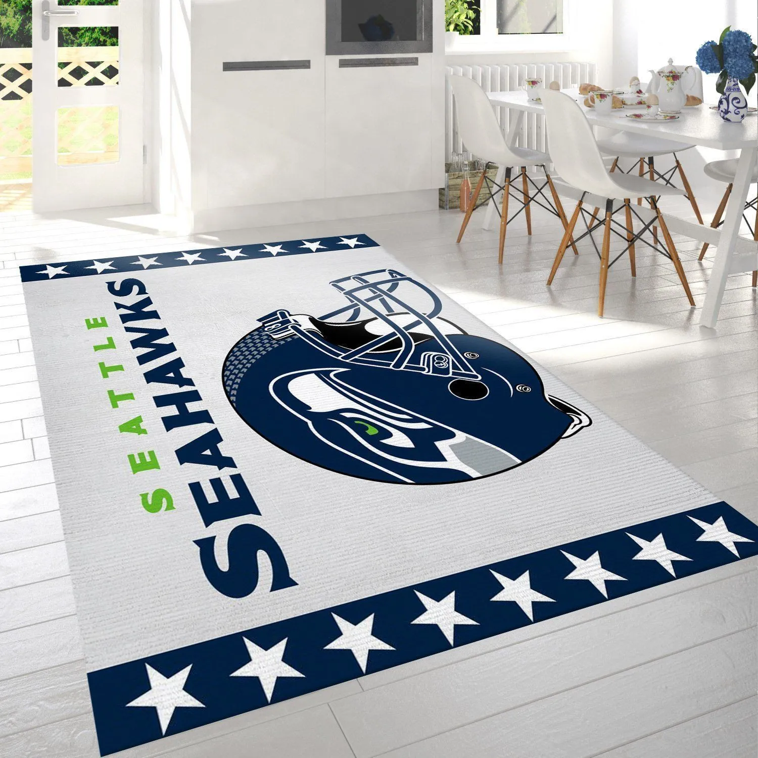 Seattle Seahawks Helmet NFL Team Logo Rug Bedroom Rug US Gift Decor Indoor Outdoor Rugs 126BW-5454