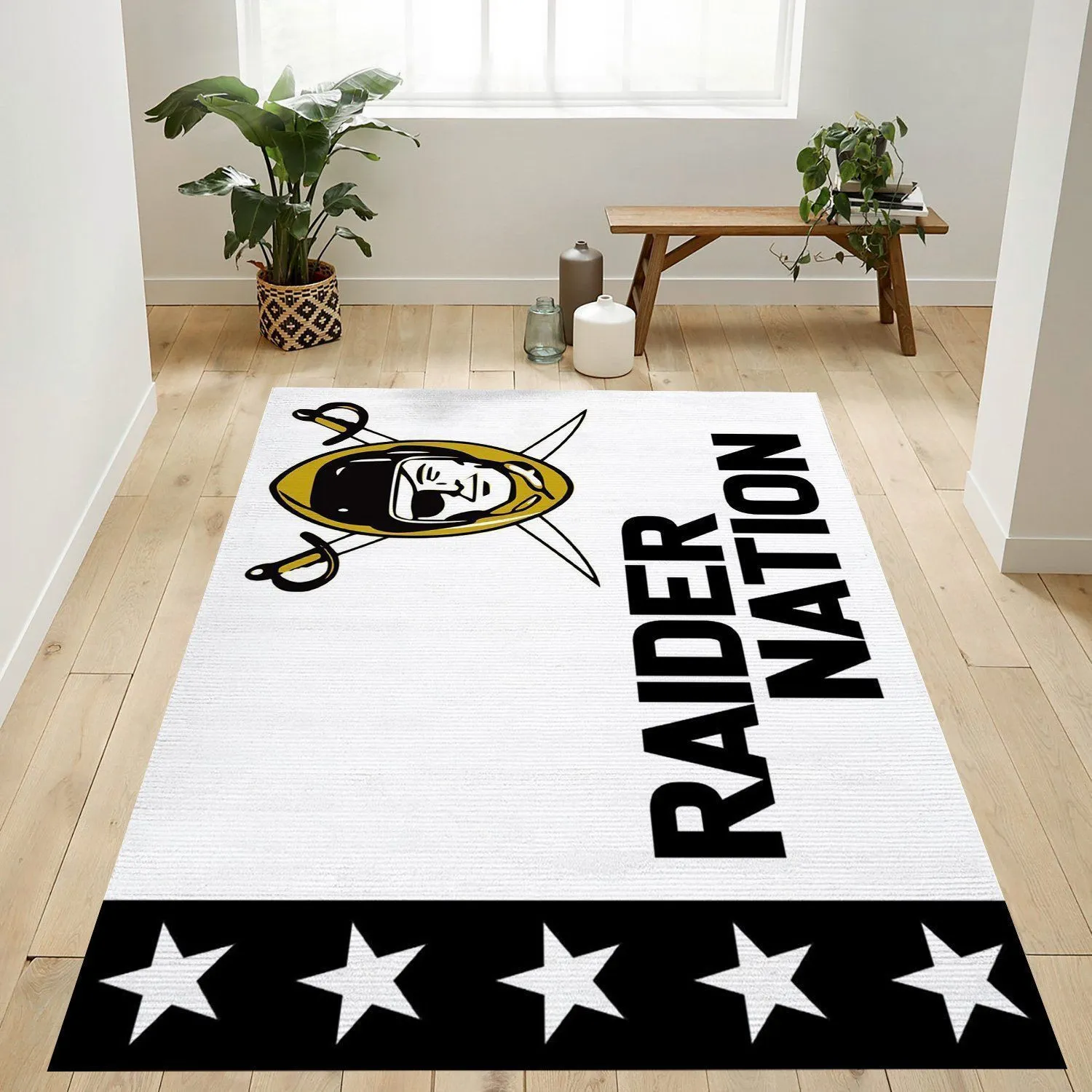 Raider Nation White NFL Team Logo Rug Living Room Rug Home US Decor Indoor Outdoor Rugs 363VH-2154