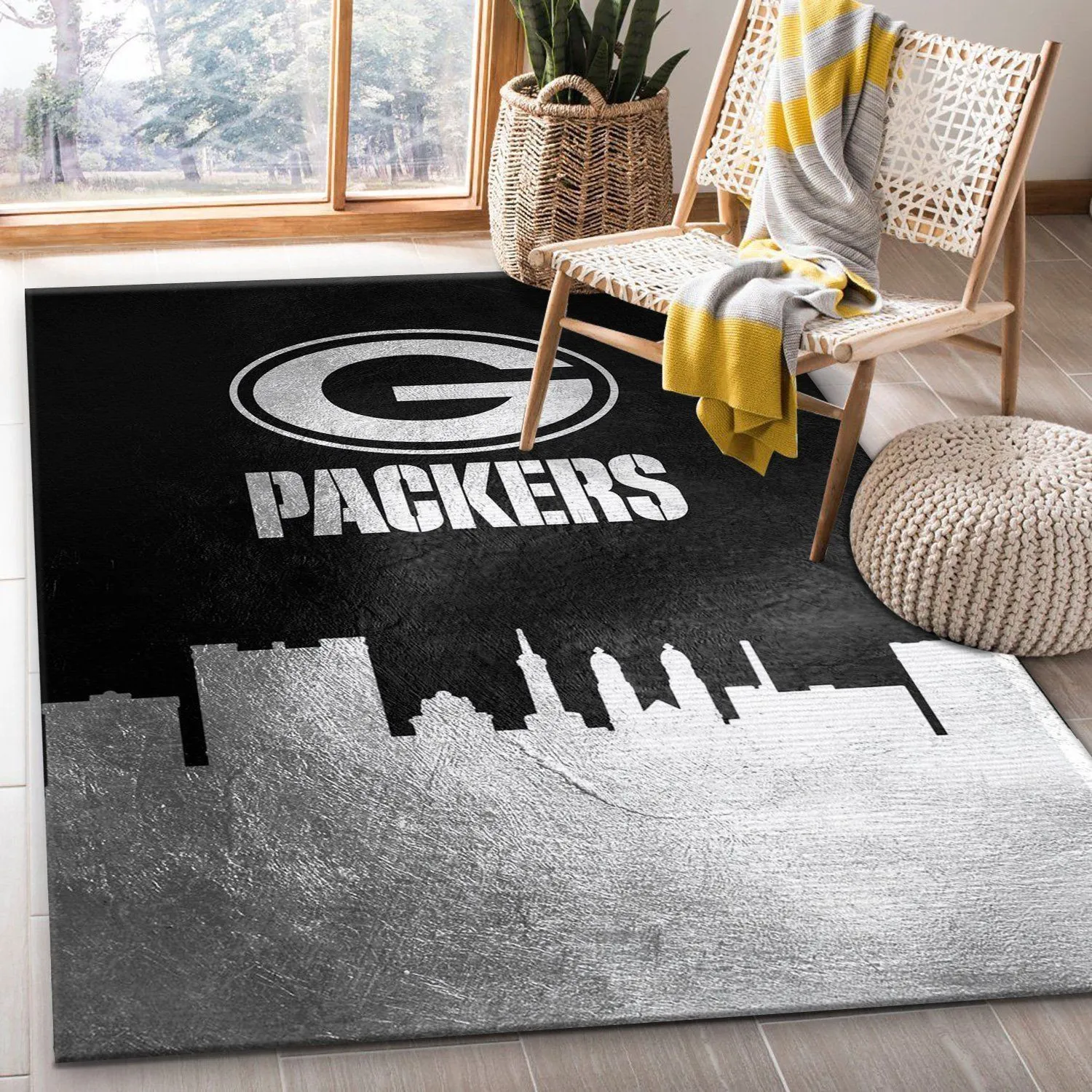 Green Bay Packers Skyline NFL Area Rug For Christmas, Kitchen Rug, Christmas Gift US Decor Indoor Outdoor Rugs 570BU-8745