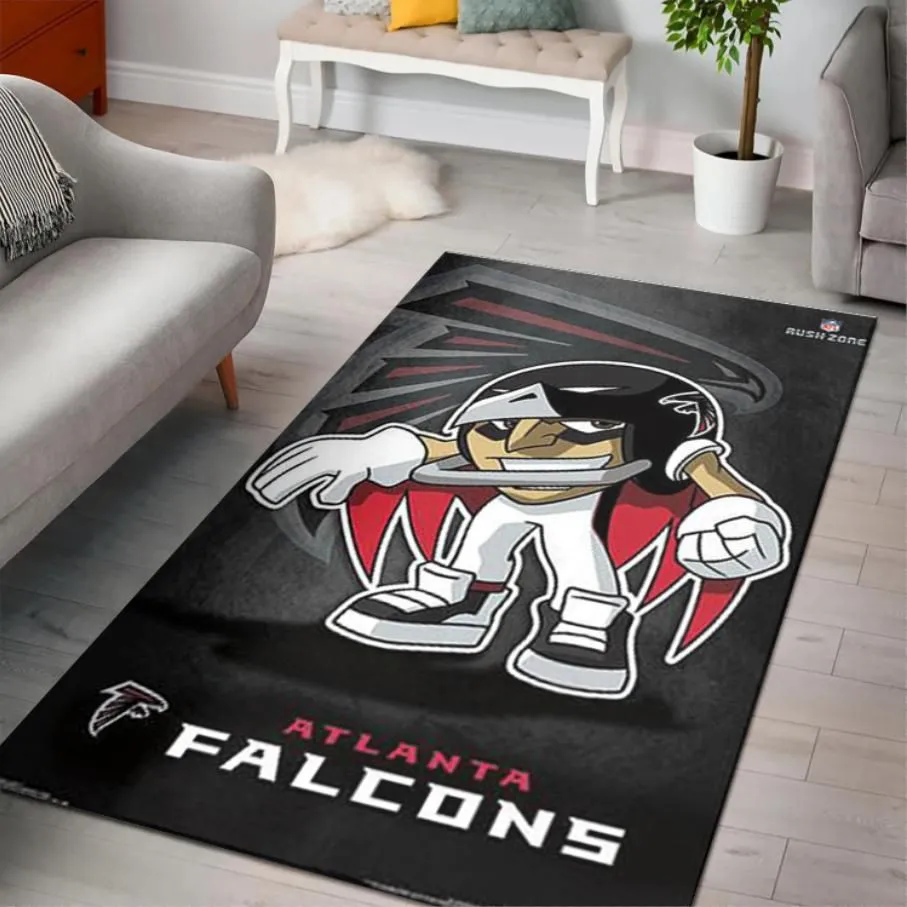 Atlanta Falcons Rusher NFL Rush Zone Character Area Rugs For Living Room Rectangle Rug Bedroom Rugs Carpet Flooring Gift 323WK-7681
