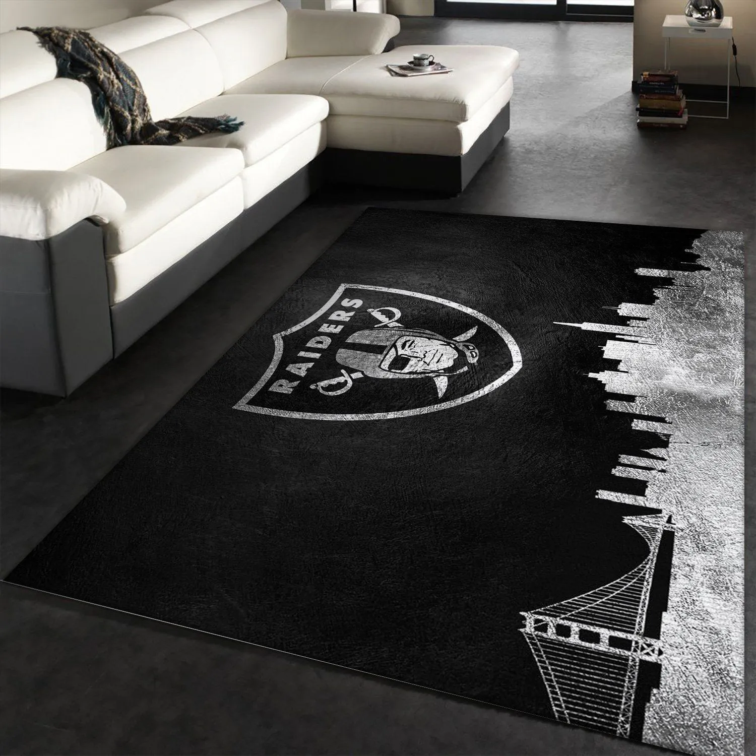 Las Vegas Raiders Skyline NFL Area Rug For Christmas, Living room and bedroom Rug, Family Gift US Decor Indoor Outdoor Rugs 679JT-7041