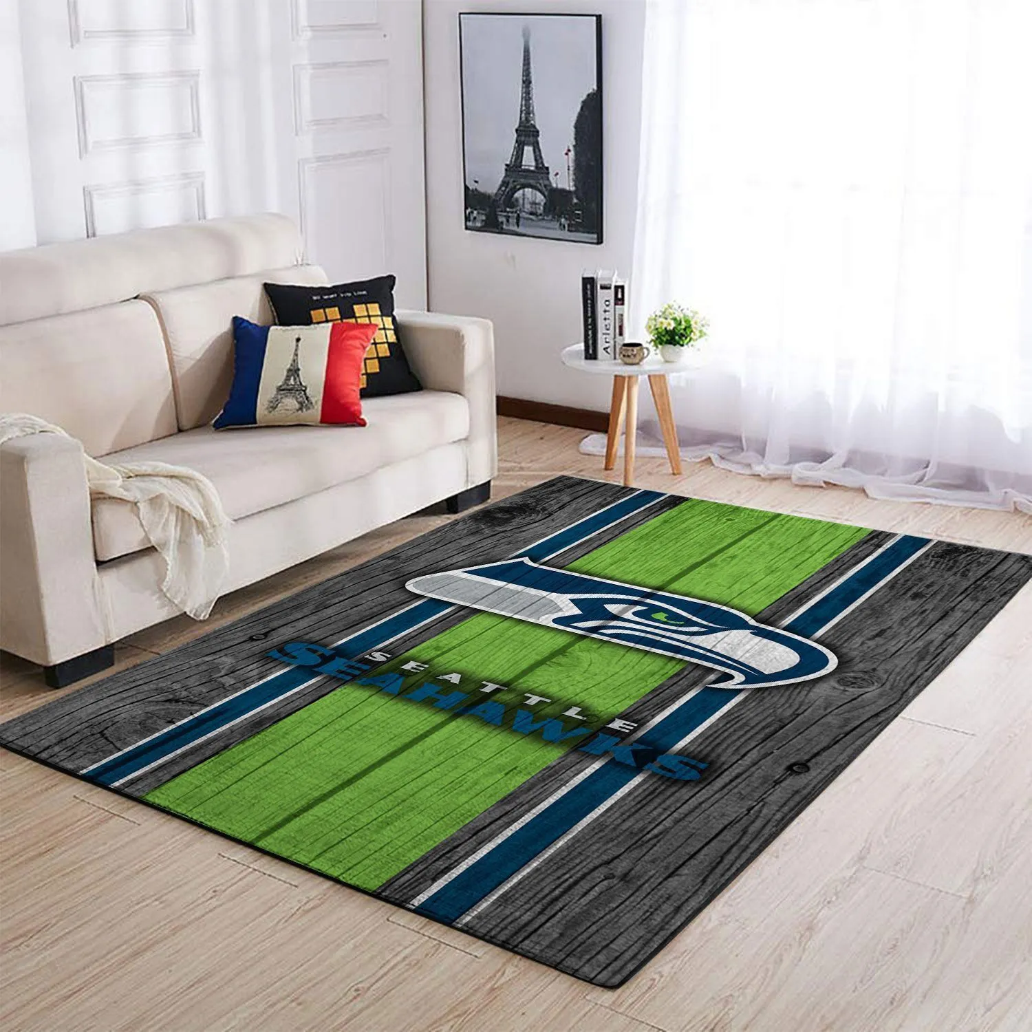 Seattle Seahawks NFL Team Logo Wooden Style Style Nice Gift Home Decor Rectangle Area Rug Indoor Outdoor Rugs 140YE-5619