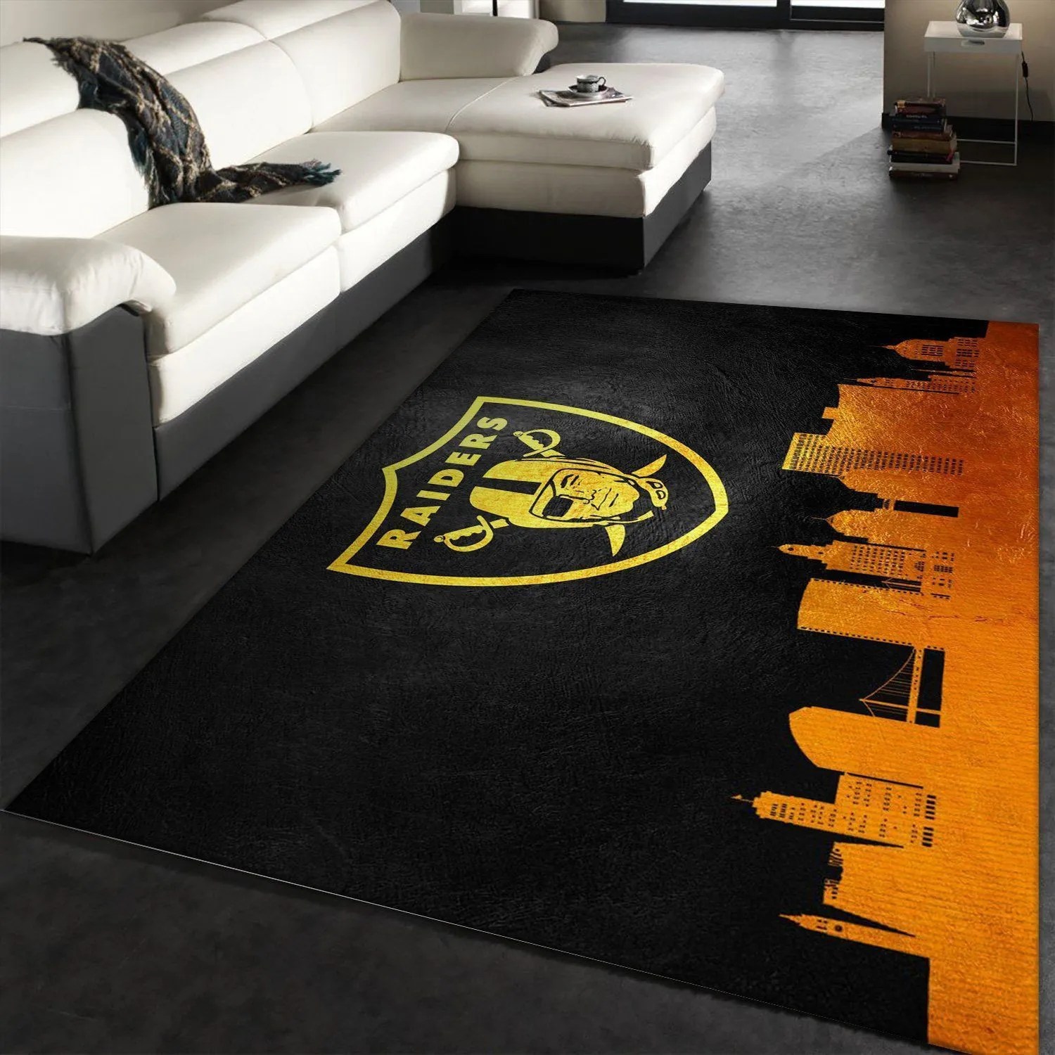 Las Vegas Raiders Skyline NFL Team Logos Area Rug, Living room and bedroom Rug, Home US Decor Indoor Outdoor Rugs 777XY-1959