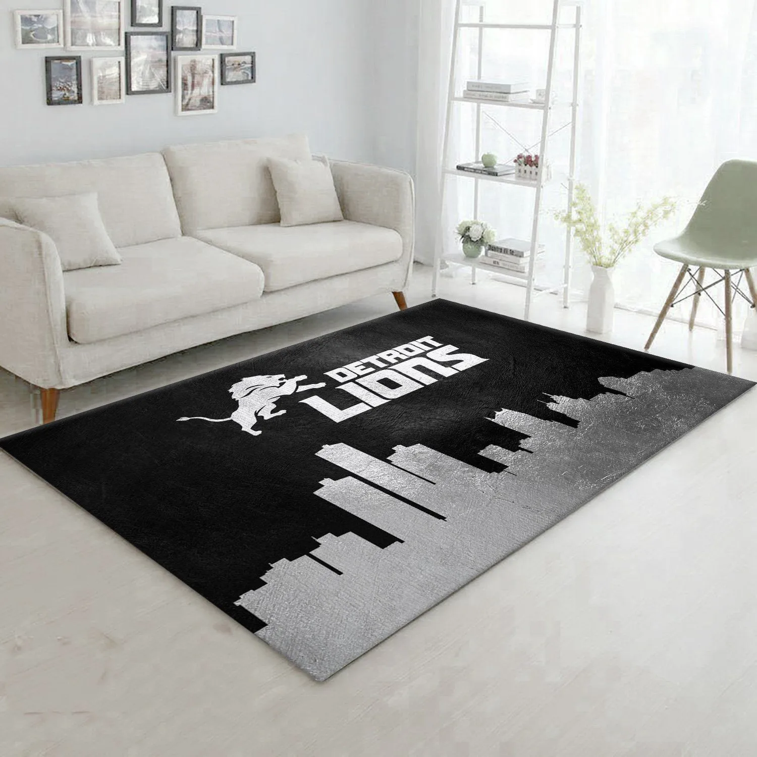 Detroit Lions Skyline NFL Area Rug Carpet, Living Room Rug, US Gift Decor Indoor Outdoor Rugs 215TD-8022