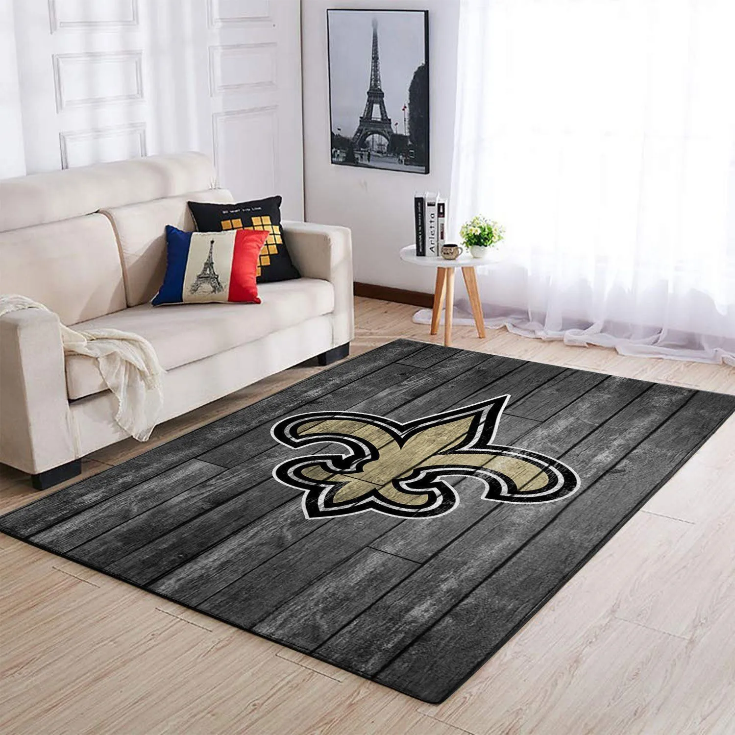 New Orleans Saints NFL Team Logo Grey Wooden Style Style Nice Gift Home Decor Rectangle Area Rug Indoor Outdoor Rugs 439AP-7079
