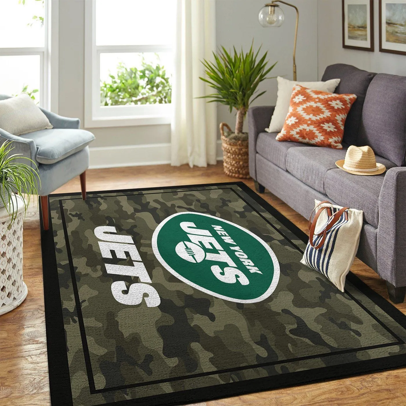New York Jets NFL Team Logo Camo Style Nice Gift Home Decor Rectangle Area Rug Indoor Outdoor Rugs 203XV-7650