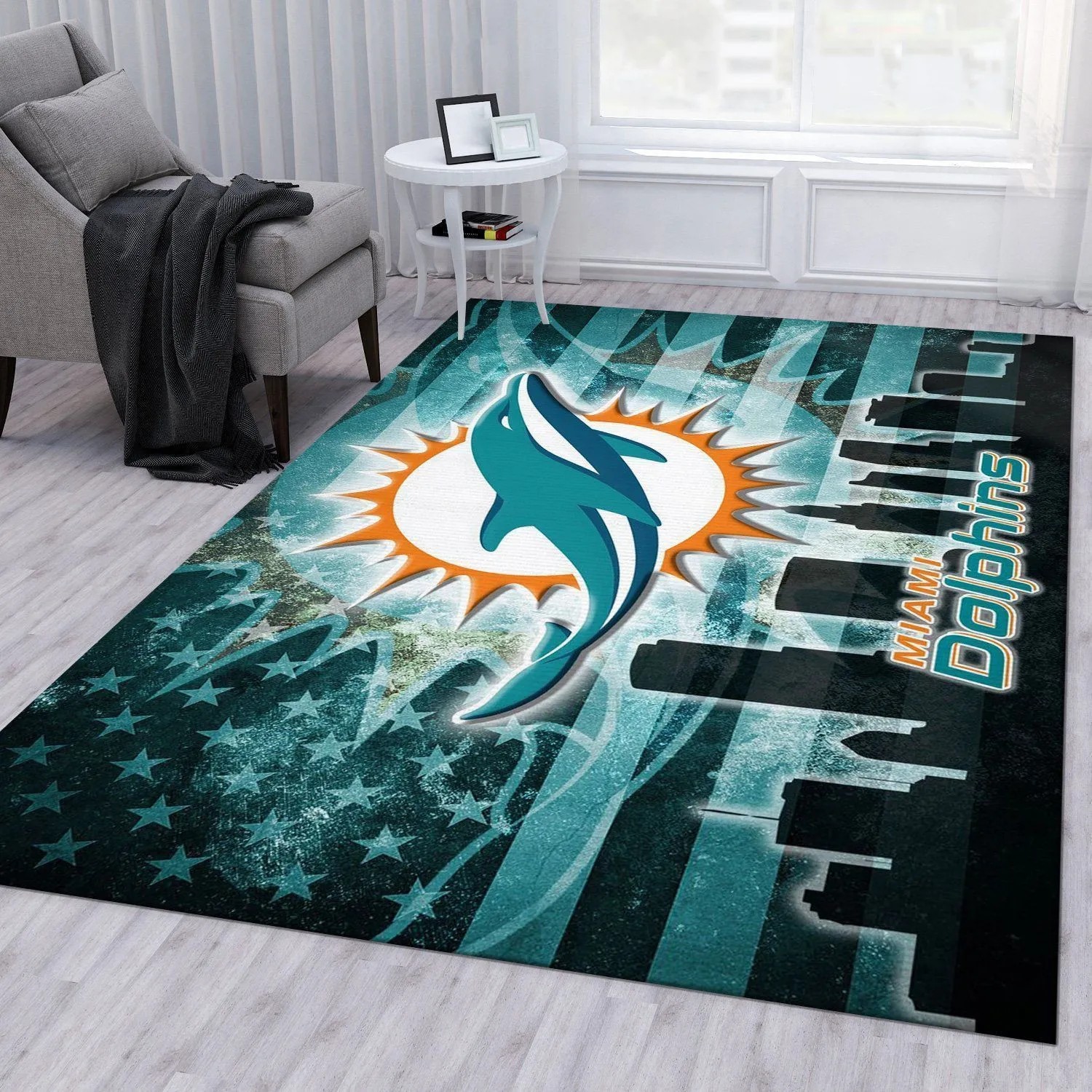 Miami Dolphins NFL Rug Living Room Rug US Gift Decor Indoor Outdoor Rugs 465NA-3618