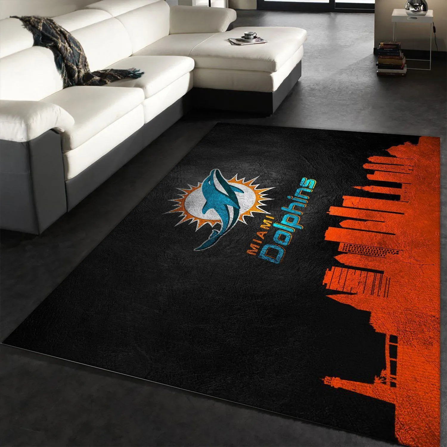 Miami Dolphins Skyline NFL Area Rug, Kitchen Rug, US Gift Decor Indoor Outdoor Rugs 961VM-9829