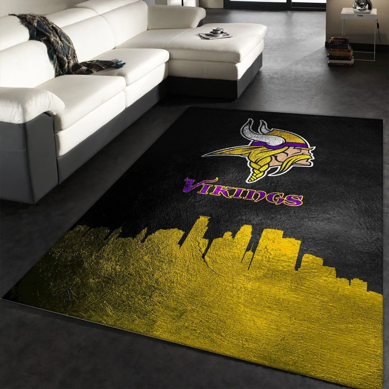 Minnesota Vikings Skyline NFL Area Rug For Christmas, Living room and bedroom Rug, Christmas Gift US Decor Indoor Outdoor Rugs 487DS-4097