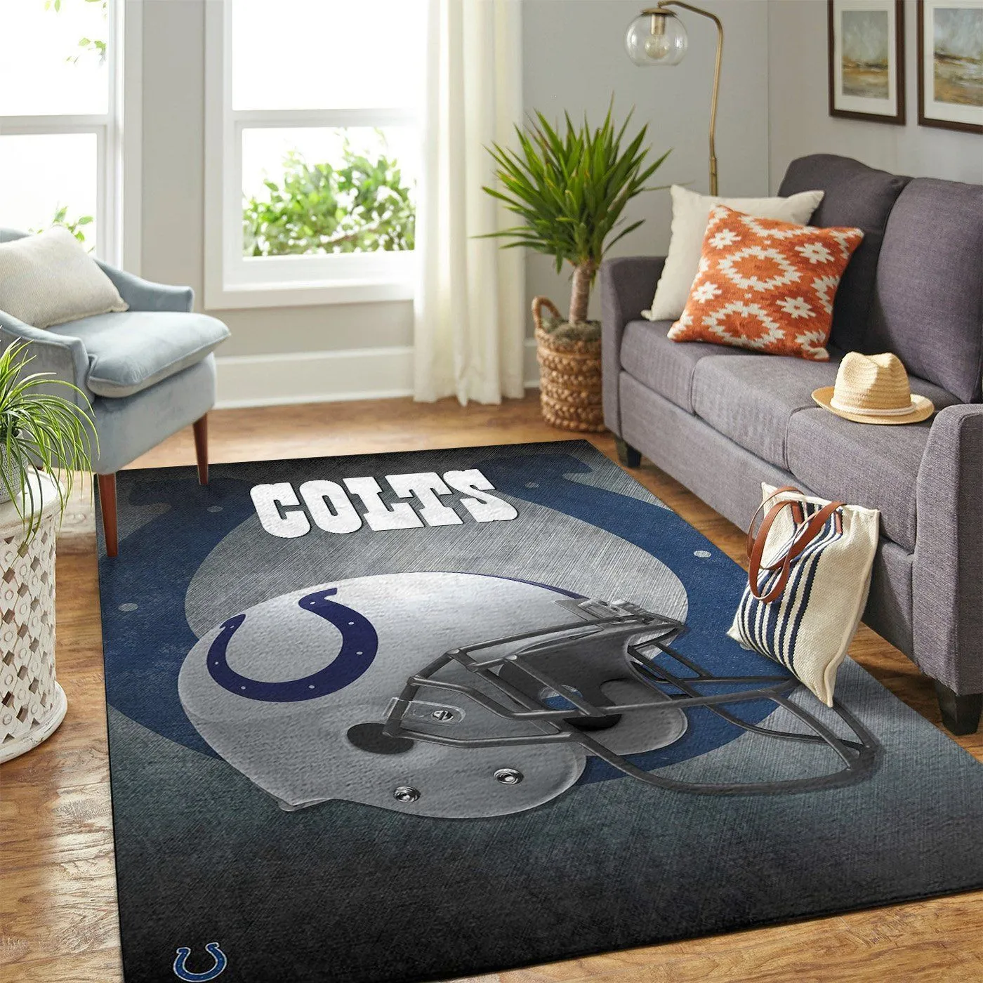Indianapolis Colts NFL Team Logo Helmet Style Nice Gift Home Decor Rectangle Area Rug Indoor Outdoor Rugs 827AB-8301