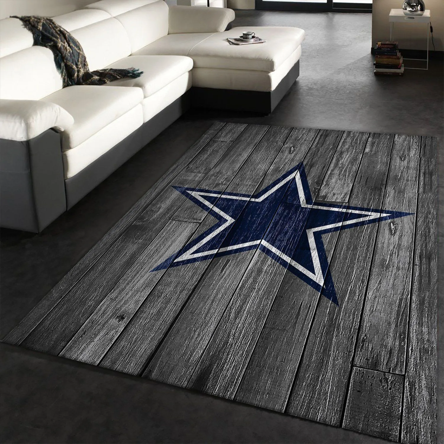 Dallas Cowboys NFL Team Logo Grey Wooden Style Style Nice Gift Home Decor Rectangle Area Rug Indoor Outdoor Rugs 712KW-3377