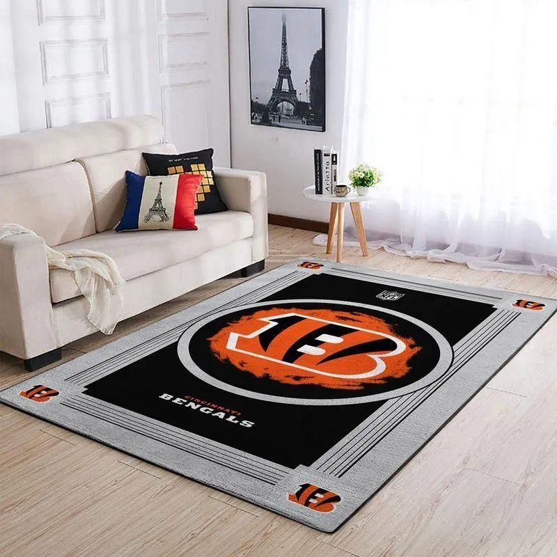 Cincinnati Bengals NFL Logo Style Rug Room Carpet Custom Area Floor Home Decor Indoor Outdoor Rugs 969EB-9703