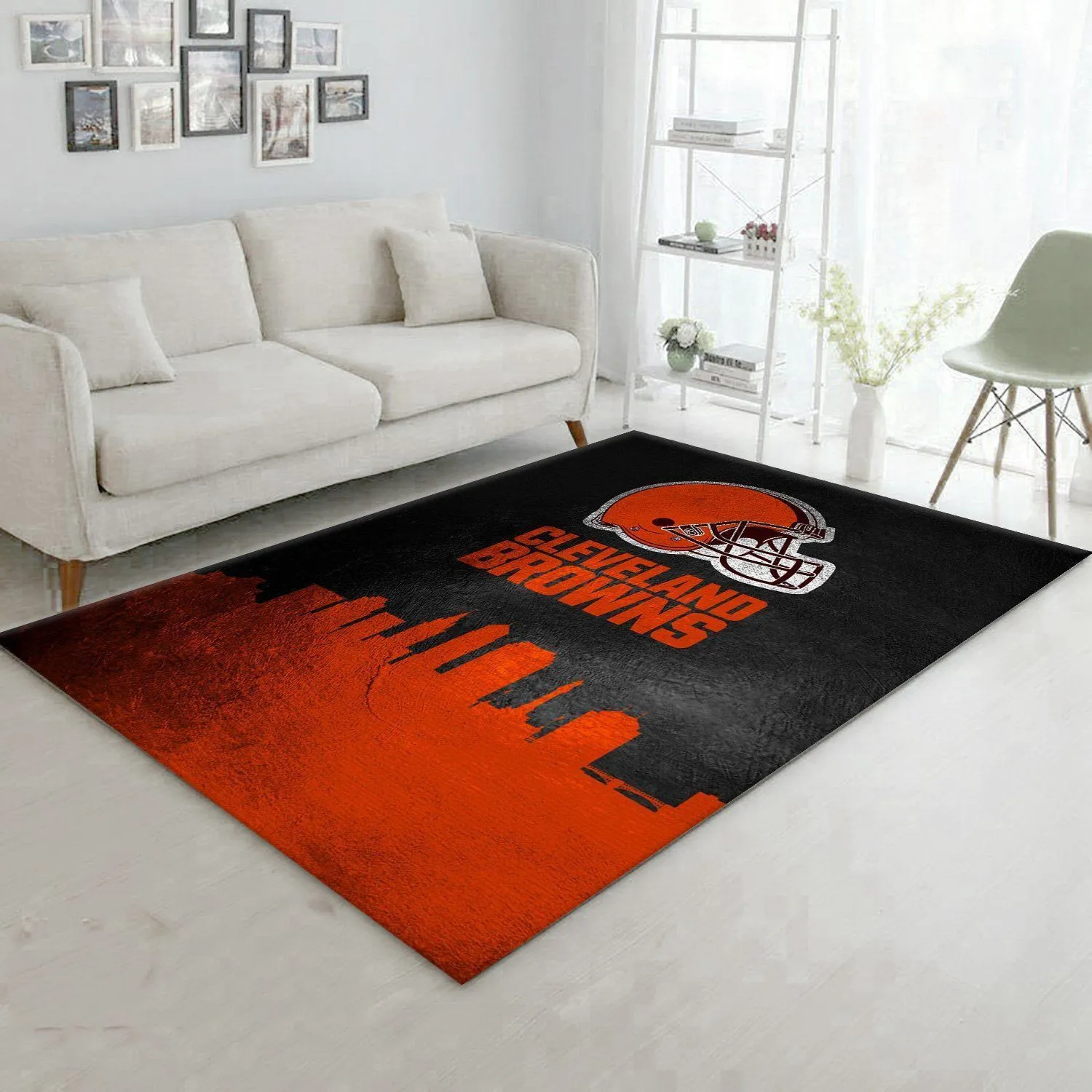 Cleveland Browns Skyline NFL Area Rug Carpet, Bedroom, Family Gift US Decor Indoor Outdoor Rugs 571XC-1121