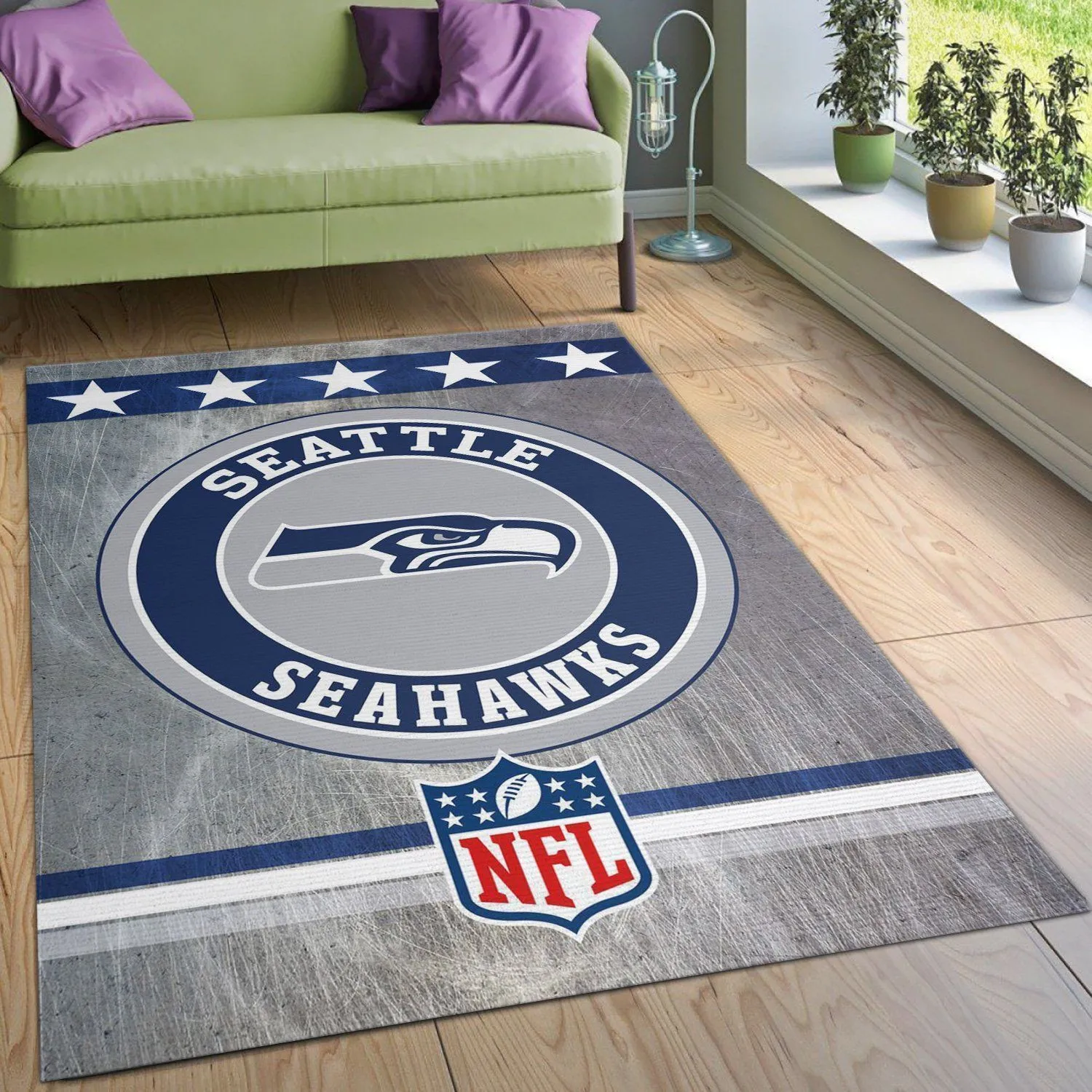 Seattle Seahawks Circle NFL Rug Bedroom Rug US Gift Decor Indoor Outdoor Rugs 362ZD-3988