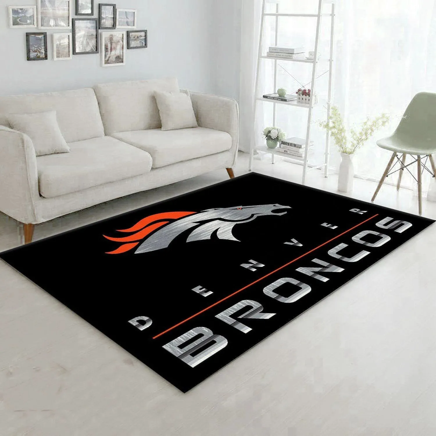 Denver Broncos Imperial Chrome Rug NFL Area Rug Carpet, Bedroom, Home Decor Floor Decor Indoor Outdoor Rugs 849AZ-8555