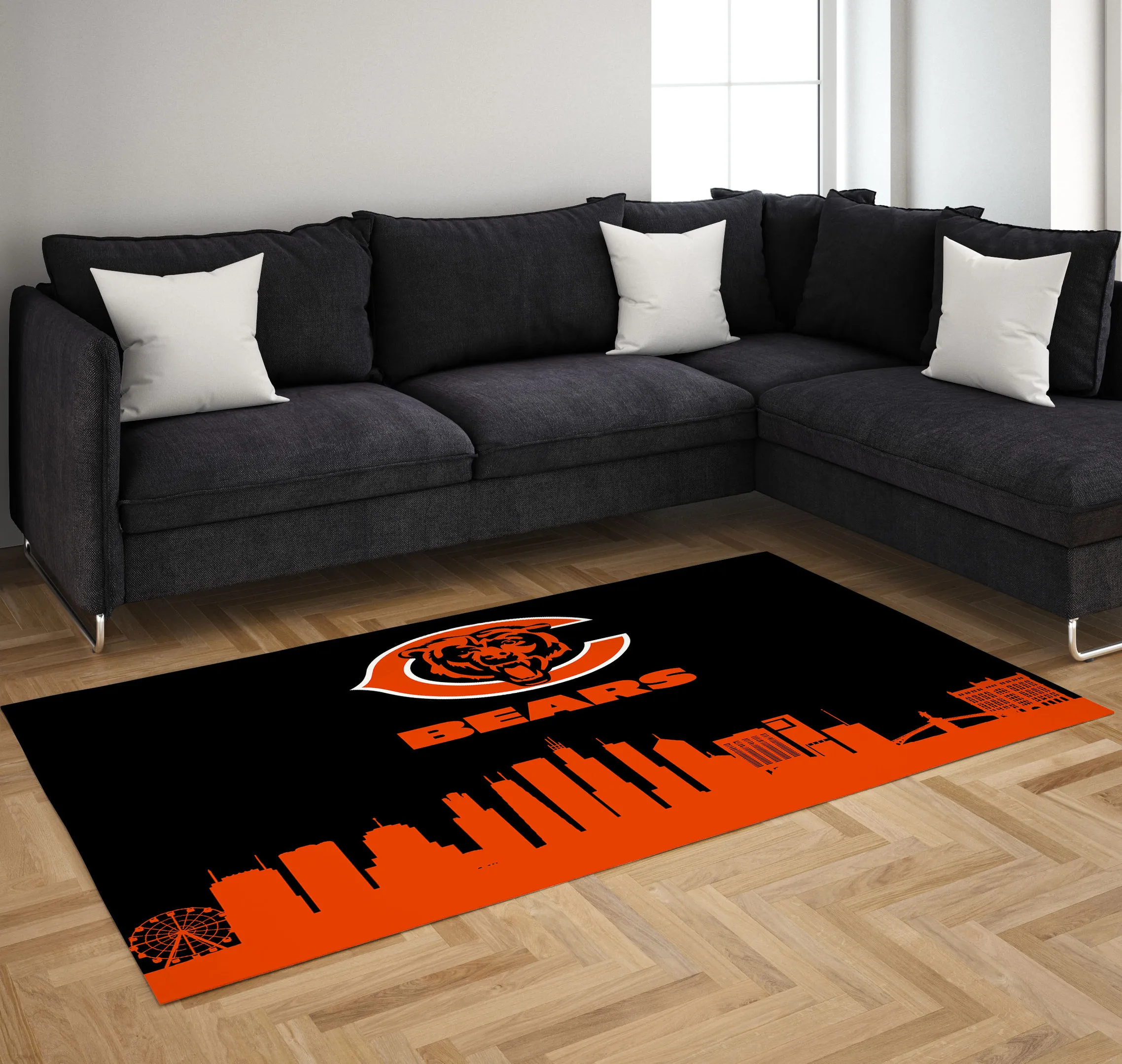 Chicago Bears Skyline NFL Area Rug Carpet, Bedroom, Family Gift US Decor Indoor Outdoor Rugs 335BY-3769