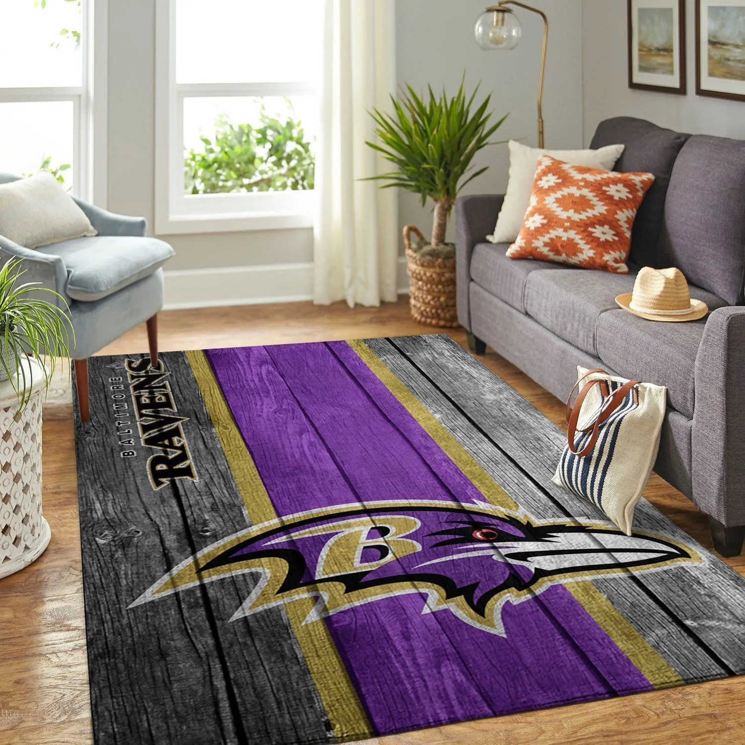 Baltimore Ravens NFL Team Logo Wooden Style Style Nice Gift Home Decor Rectangle Area Rug Indoor Outdoor Rugs 503QU-4423