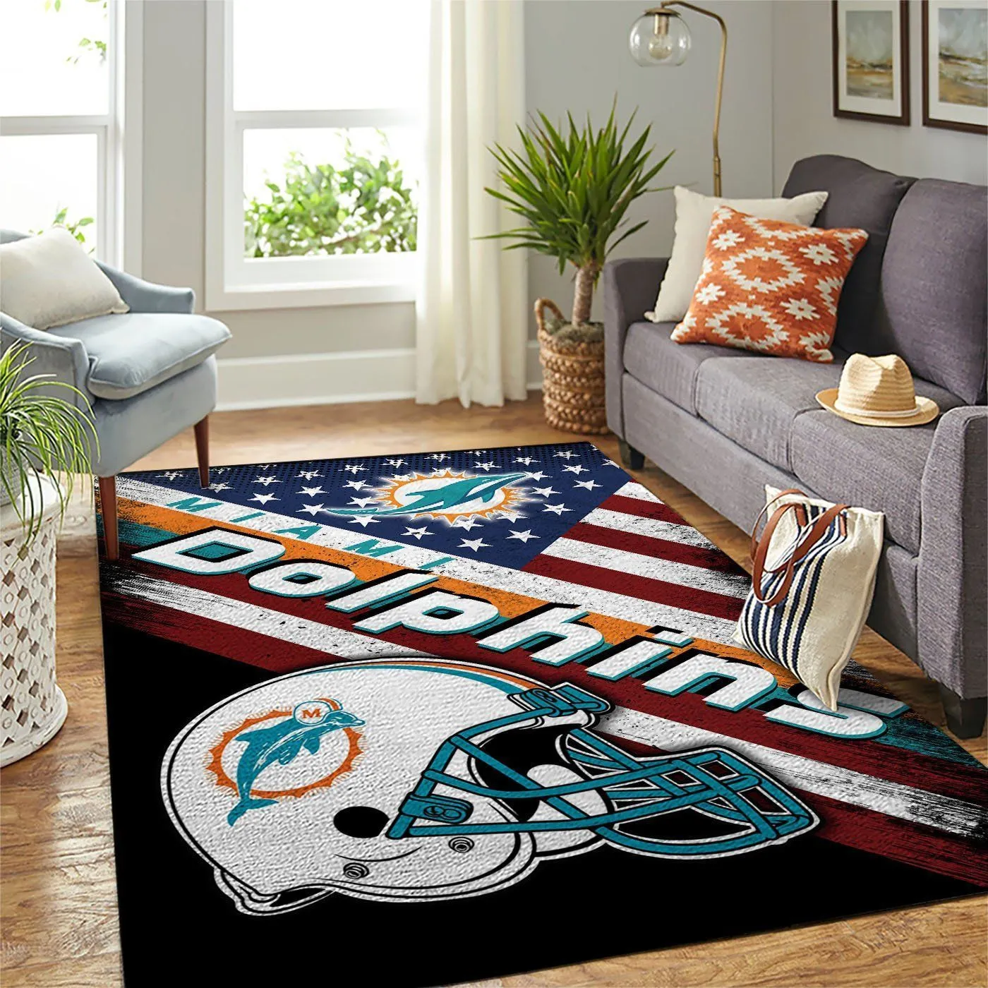 Miami Dolphins NFL Team Logo American Style Nice Gift Home Decor Rectangle Area Rug Indoor Outdoor Rugs 182ZV-1987