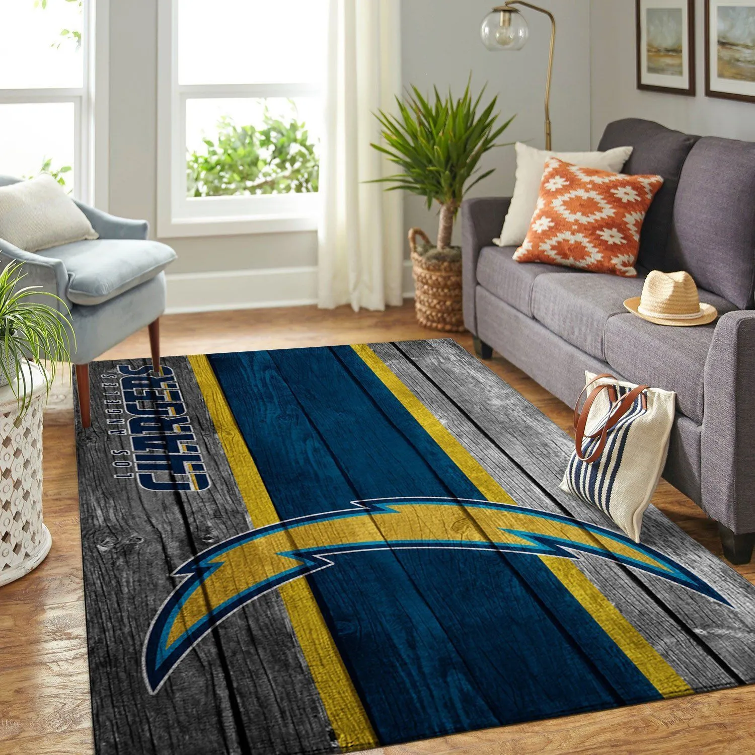Los Angeles Chargers NFL Team Logo Wooden Style Style Nice Gift Home Decor Rectangle Area Rug Indoor Outdoor Rugs 687AD-3733
