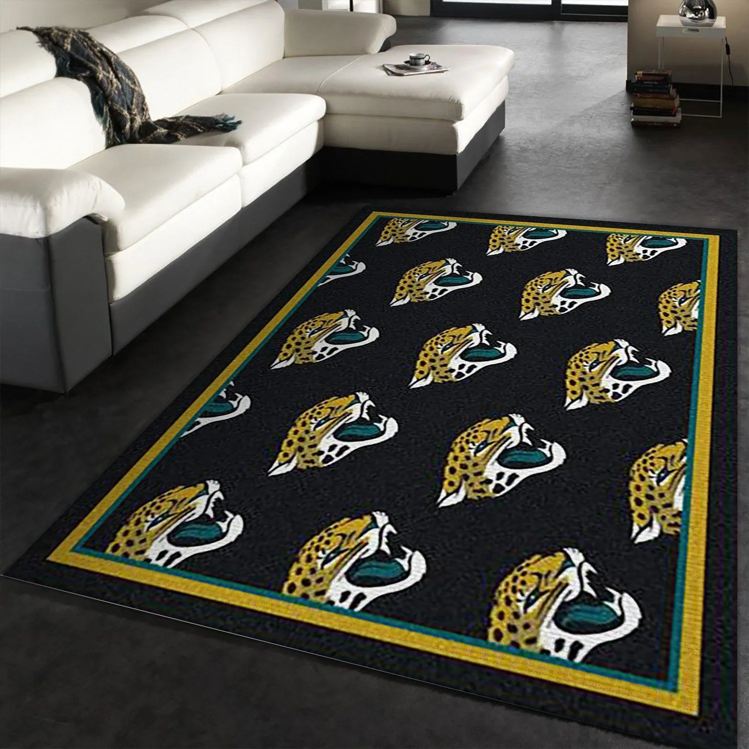 Jacksonville Jaguars Repeat Rug NFL Team Area Rug Carpet, Bedroom Rug, Christmas Gift US Decor Indoor Outdoor Rugs 762YY-6077
