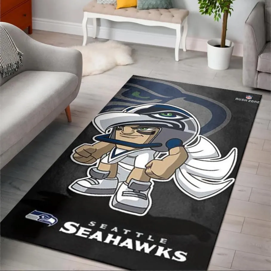 Seattle Seahawks Rusher NFL Rush Zone Character Area Rug Rugs For Living Room Rug Home Decor Indoor Outdoor Rugs 130HX-7753