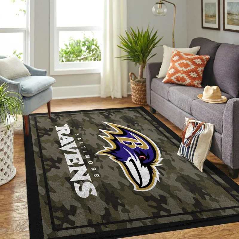 Camo Camouflage Baltimore Ravens NFL Room Sport Custom Area 2 Area Rugs For Living Room Rectangle Rug Bedroom Rugs Carpet Flooring Gift 746BR-9905