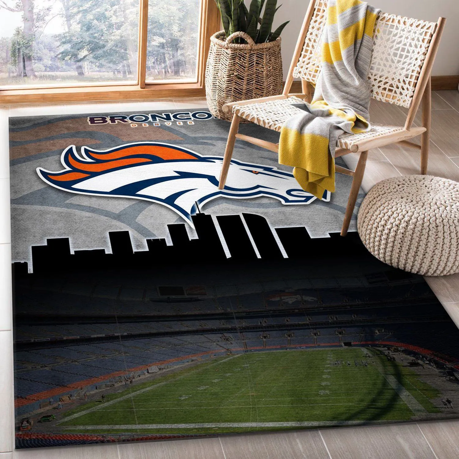 Denver Broncos NFL Area Rugs For Living Room Rectangle Rug Bedroom Rugs Carpet Flooring Gift 350NO-7558