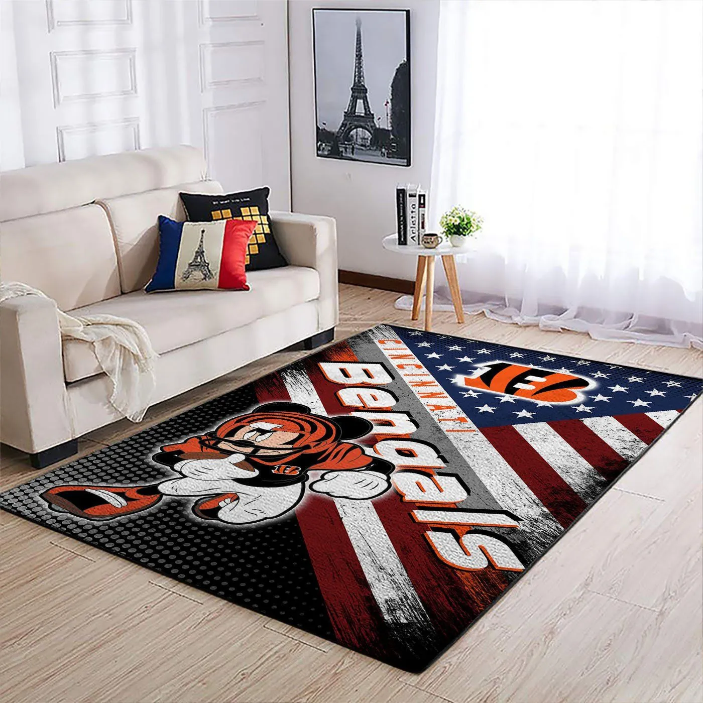 Cincinnati Bengals NFL Team Logo Mickey Us Style For Area Rugs For Living Room Rectangle Rug Bedroom Rugs Carpet Flooring Gift 443JY-9482