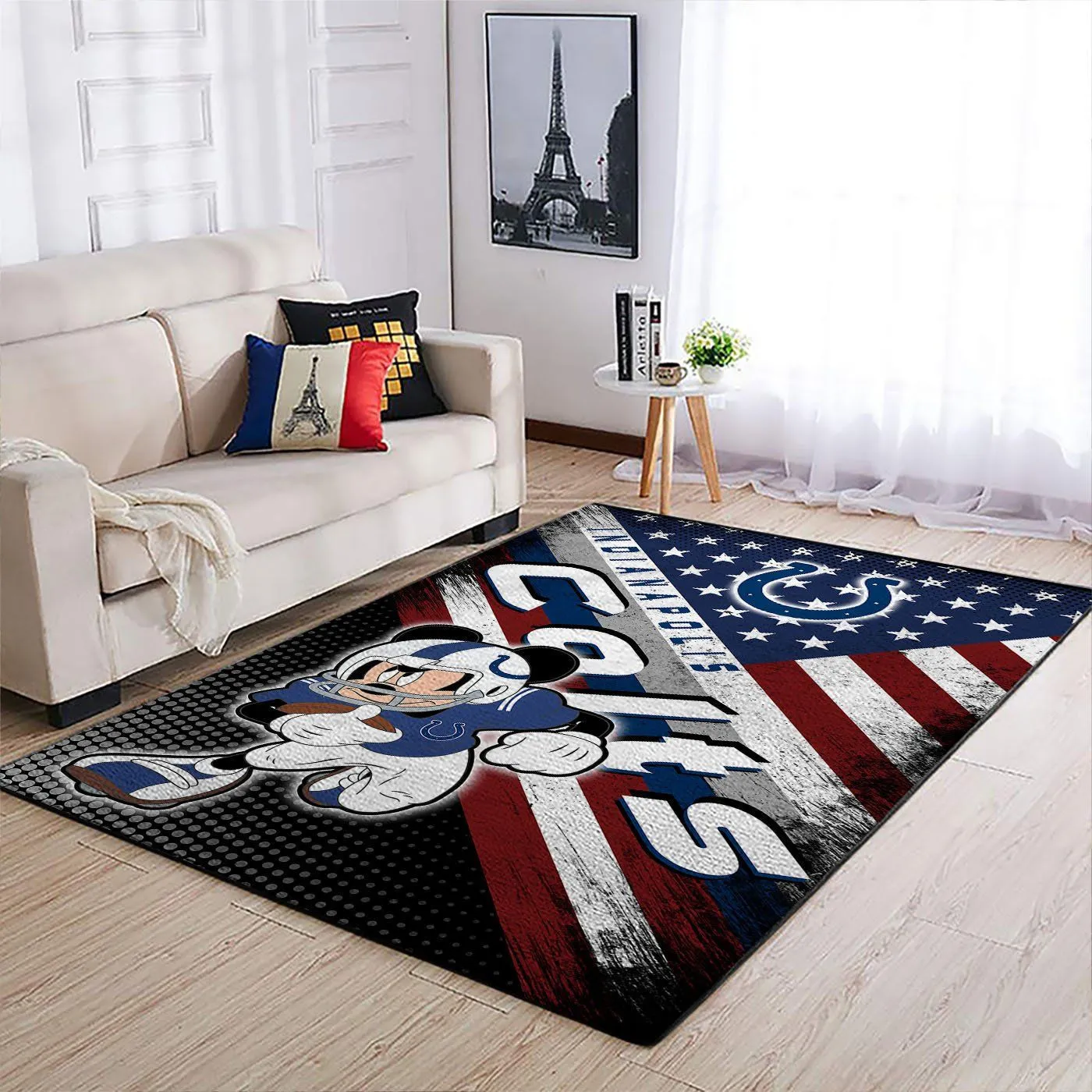 Indianapolis Colts NFL Team Logo Mickey Us Rectangle Rug Decor Area Rugs For Living Room Bedroom Kitchen Rugs Home Carpet Flooring 314LB-7791
