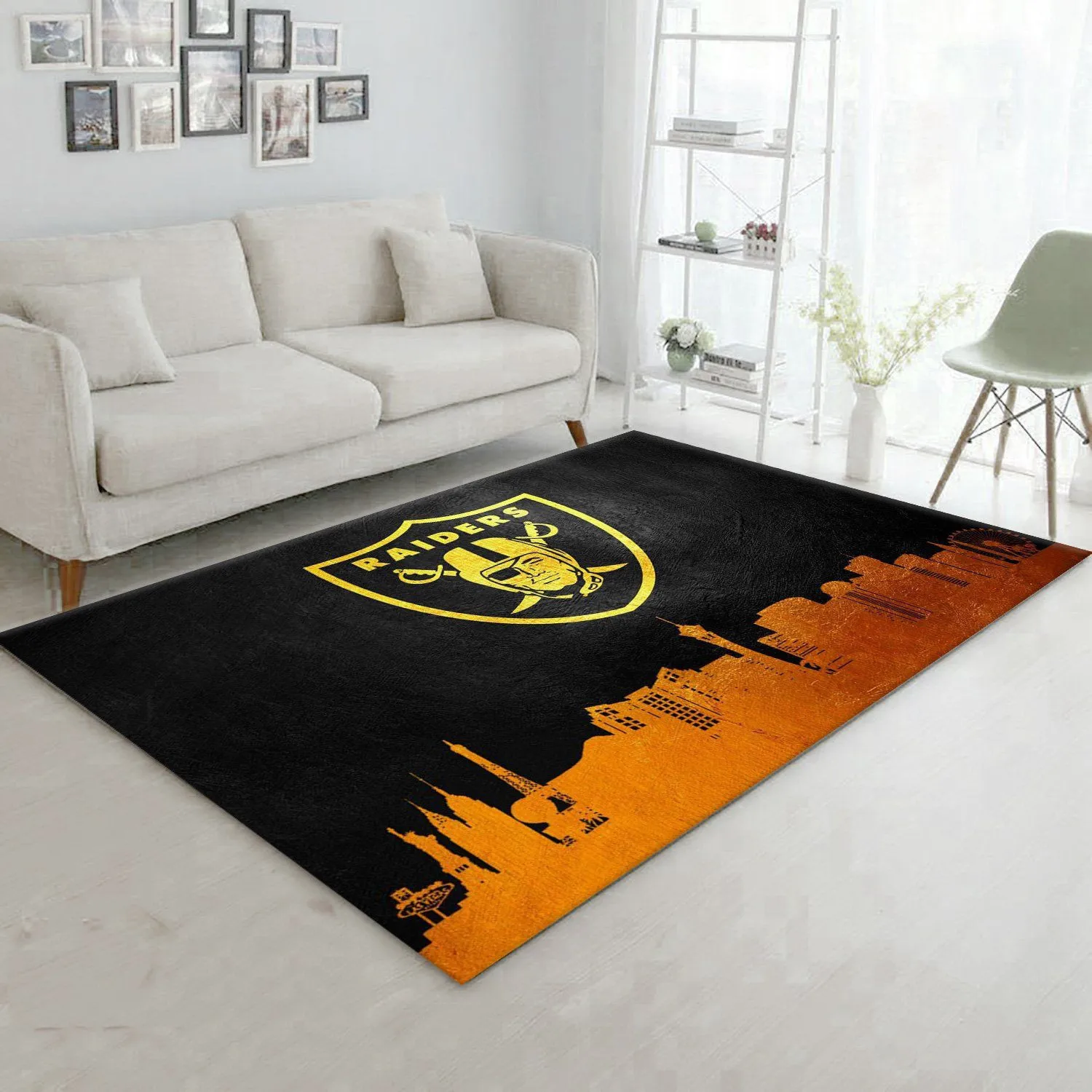 Las Vegas Raiders Skyline NFL Team Logos Rectangle Rug Decor Area Rugs For Living Room Bedroom Kitchen Rugs Home Carpet Flooring 017471 864LH-1744
