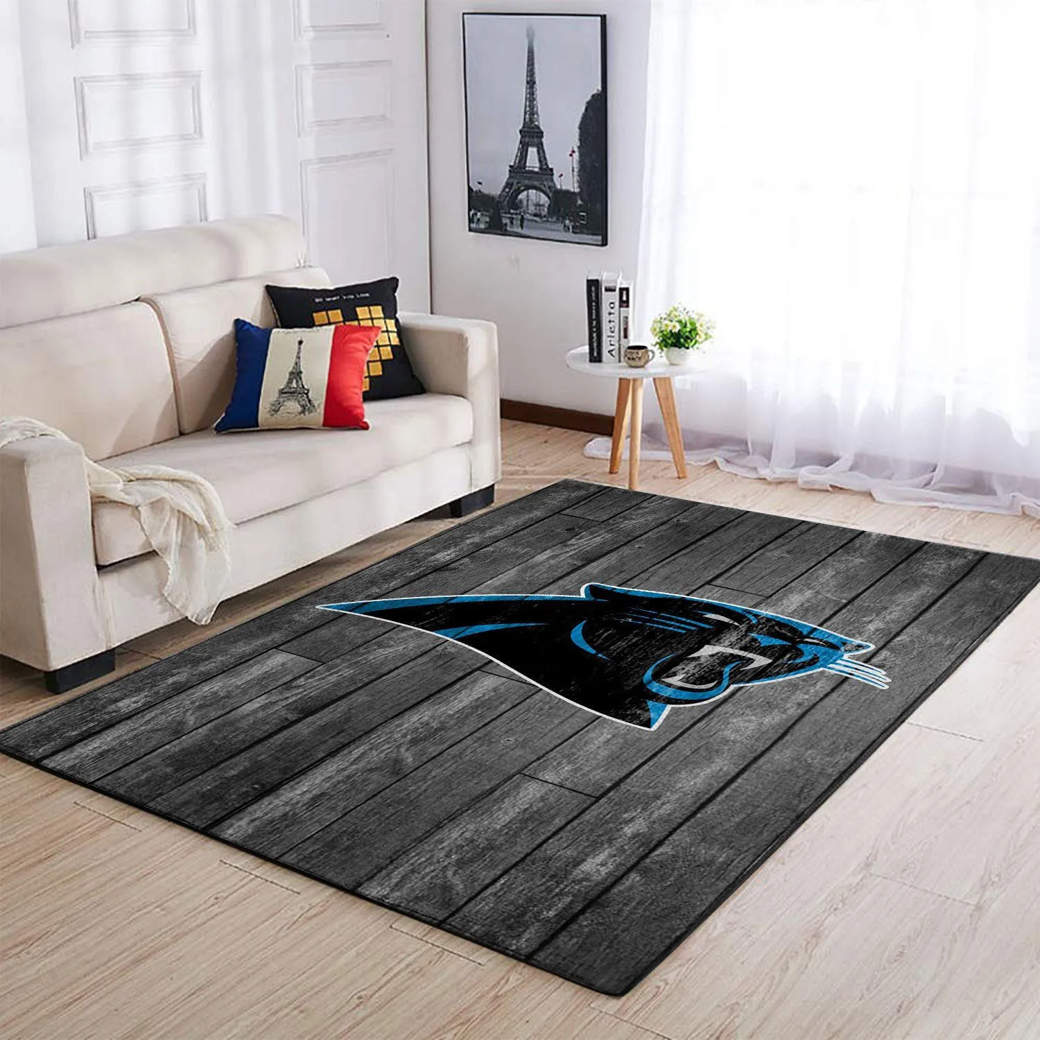 Carolina Panthers NFL Team Logo Grey Wooden Style Style Area Rugs For Living Room Rectangle Rug Bedroom Rugs Carpet Flooring Gift 358DA-8577