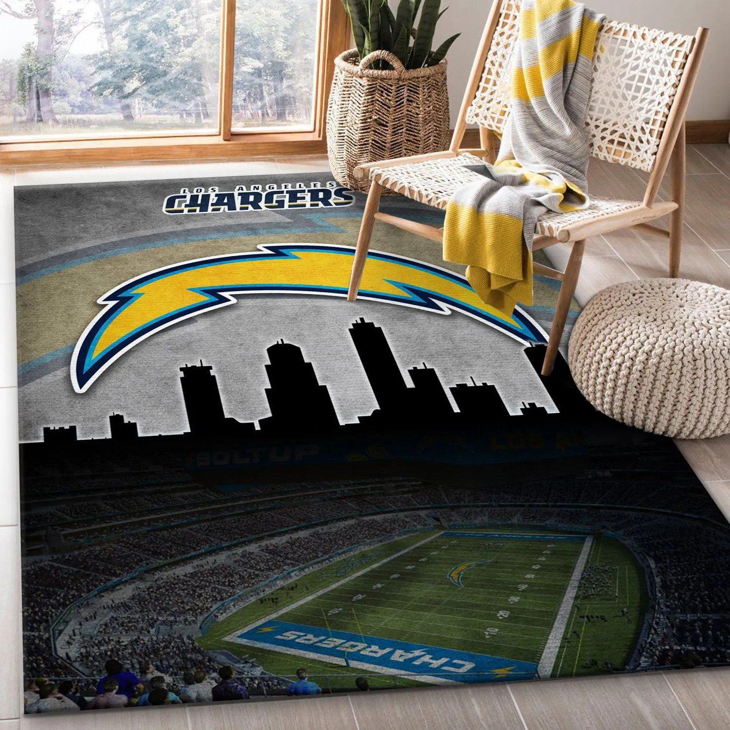 Los Angeles Chargers NFL Rectangle Area Rugs Carpet For Living Room, Bedroom, Kitchen Rugs, Non-Slip Carpet 864LW-4838