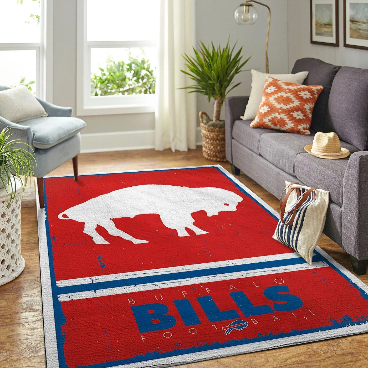 Buffalo Bills NFL Team Logo Retro Style Area Rugs For Living Room Rectangle Rug Bedroom Rugs Carpet Flooring Gift 684UF-1328