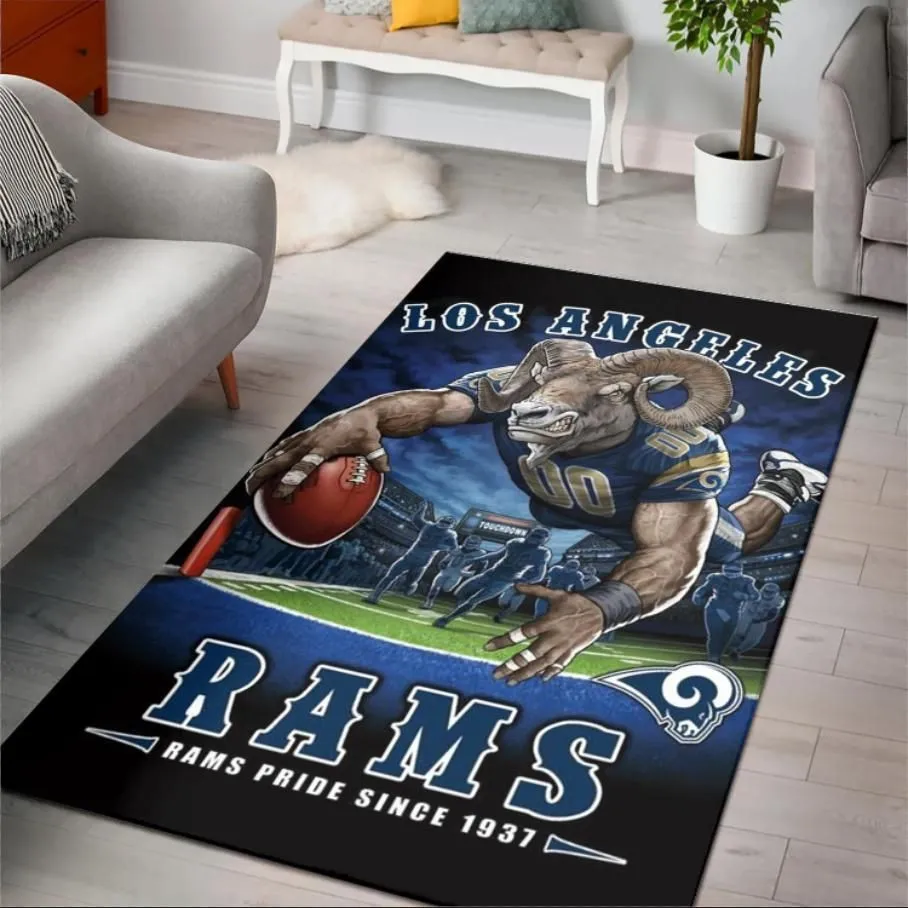 Los Angeles Rams Rams Pride Since 1937 NFL Rug Rectangle Area Rugs Carpet For Living Room, Bedroom, Kitchen Rugs, Non-Slip Carpet 172ZM-1886