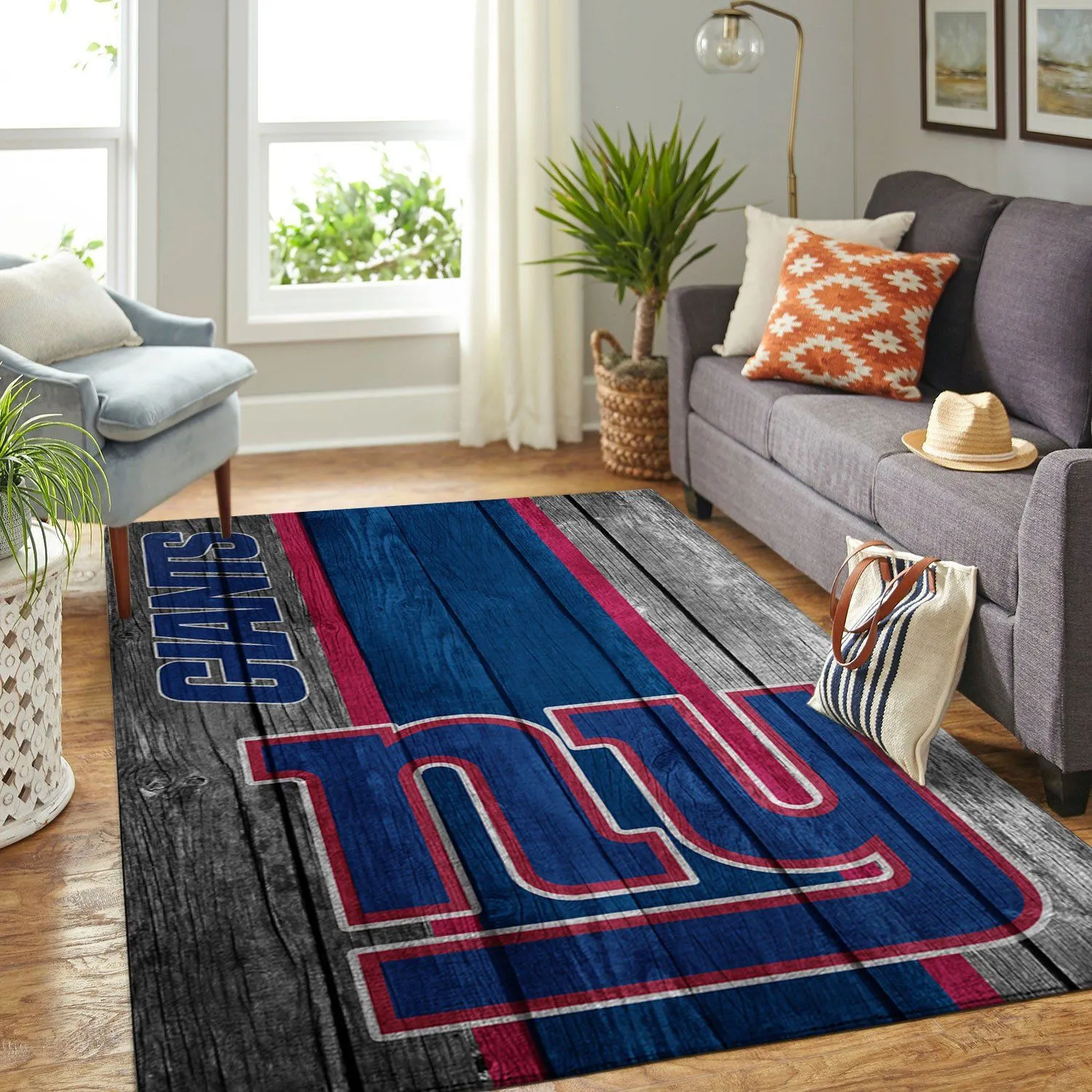 New York Giants NFL Team Logo Wooden Style Style Nice Gift Rectangle Area Rugs Carpet For Living Room, Bedroom, Kitchen Rugs, Non-Slip Carpet 234GV-8364