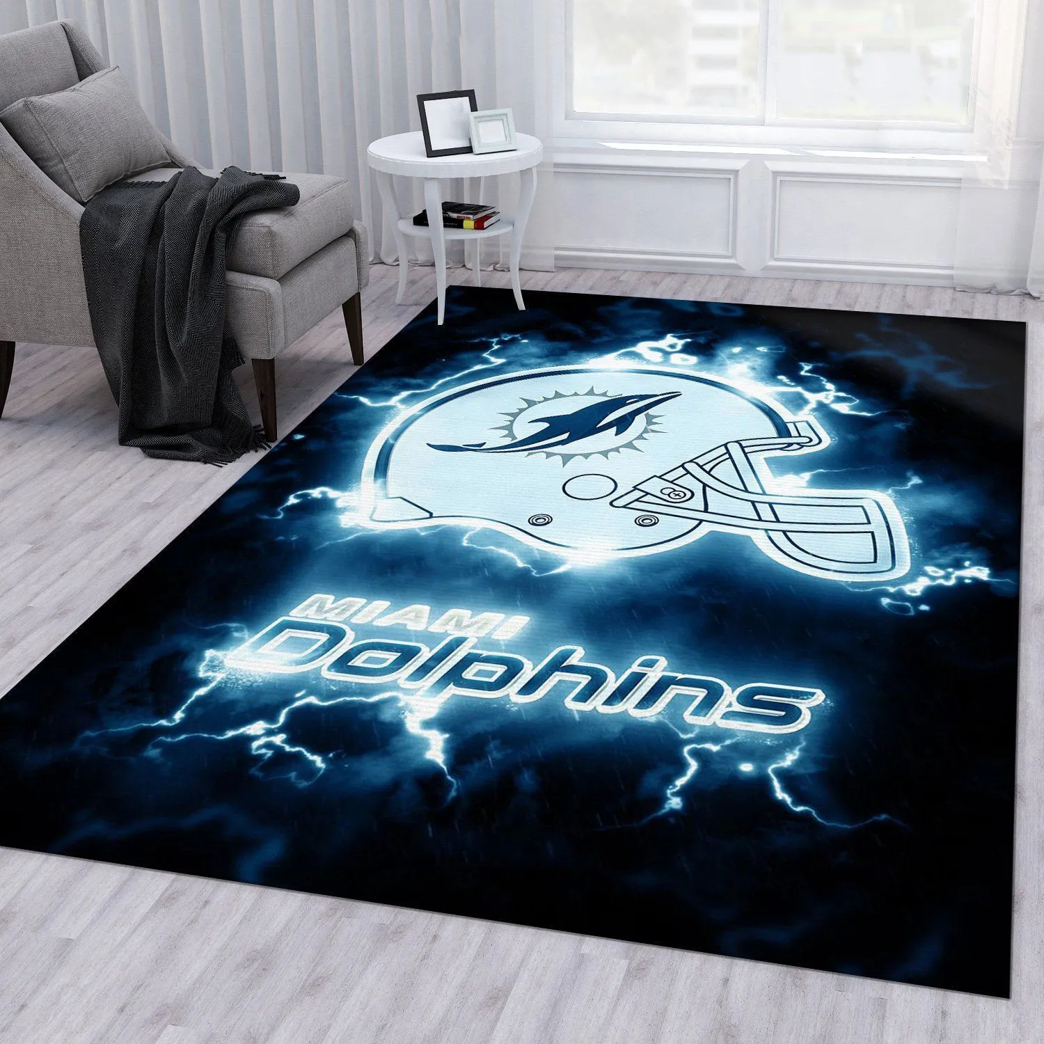 Miami Dolphins NFL Rug Rectangle Area Rugs Carpet For Living Room, Bedroom, Kitchen Rugs, Non-Slip Carpet 324PL-4468